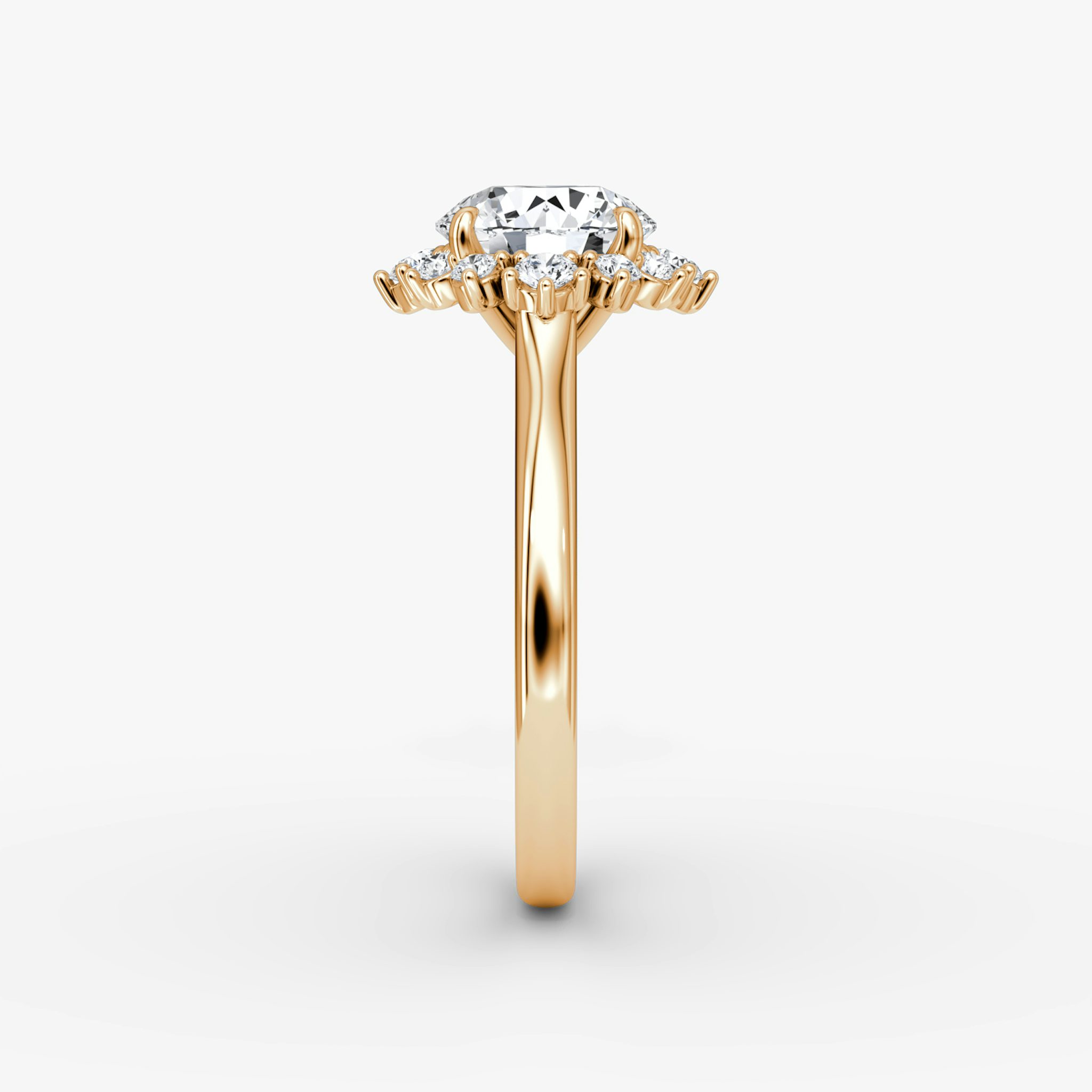 Aurora Halo | Rund | 14k | Roségold | bandAccent: Ohne Pavé-Besatz | caratWeight: 1.0ct | diamondOrientation: vertical