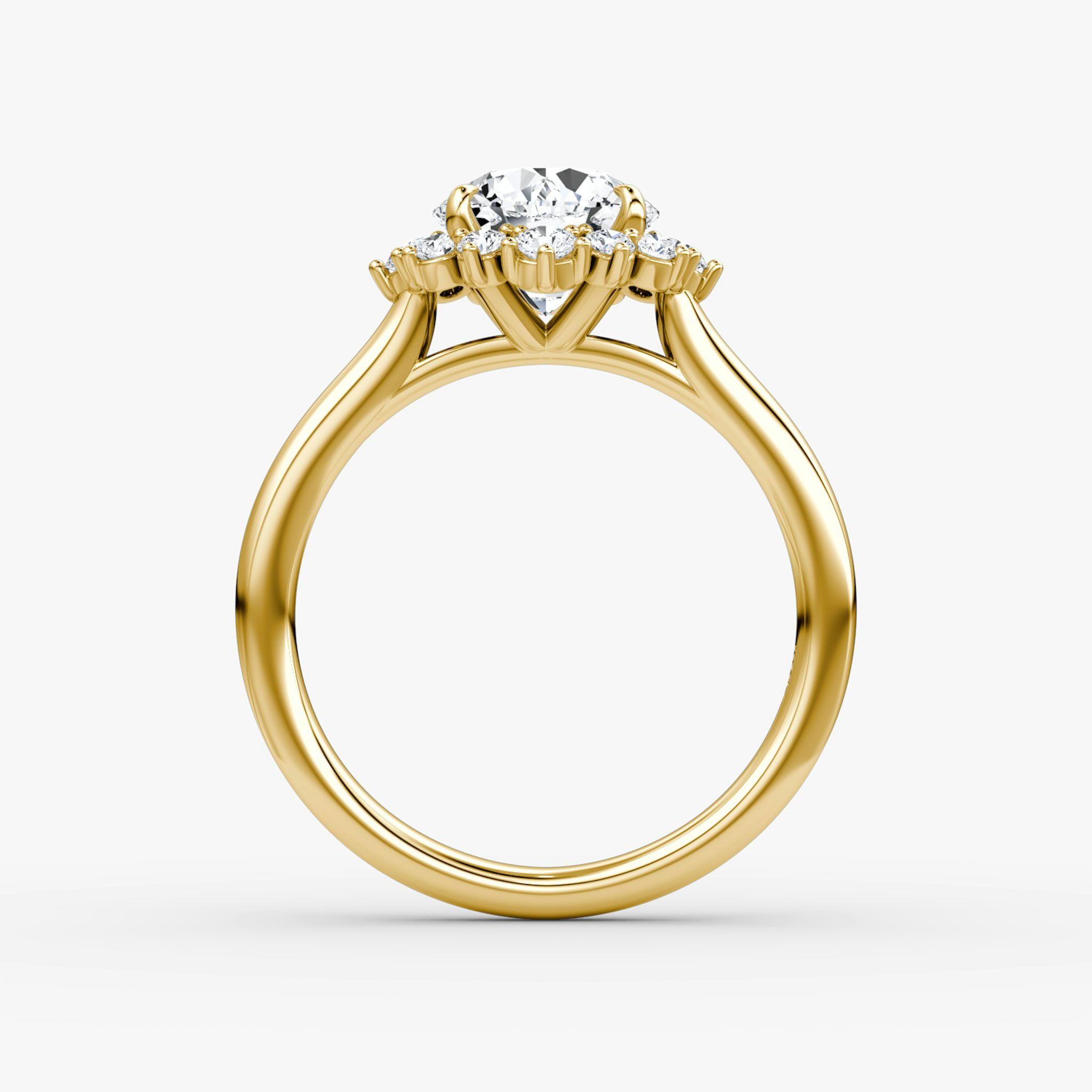 The Aurora Halo | Round Brilliant | 18k | Yellow Gold | bandAccent: Plain | caratWeight: other | diamondOrientation: vertical