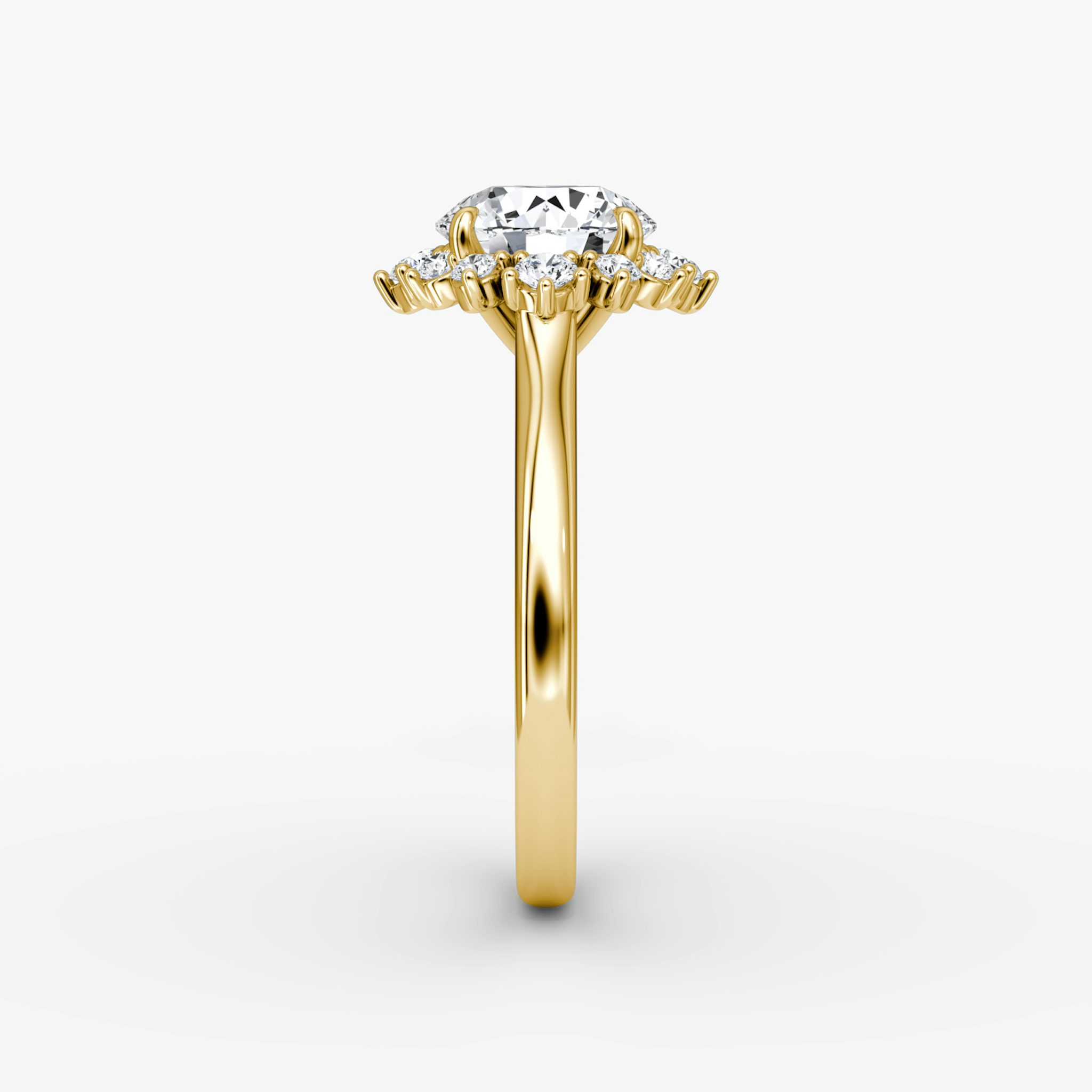 The Aurora Halo | Round Brilliant | 18k | Yellow Gold | bandAccent: Plain | caratWeight: other | diamondOrientation: vertical