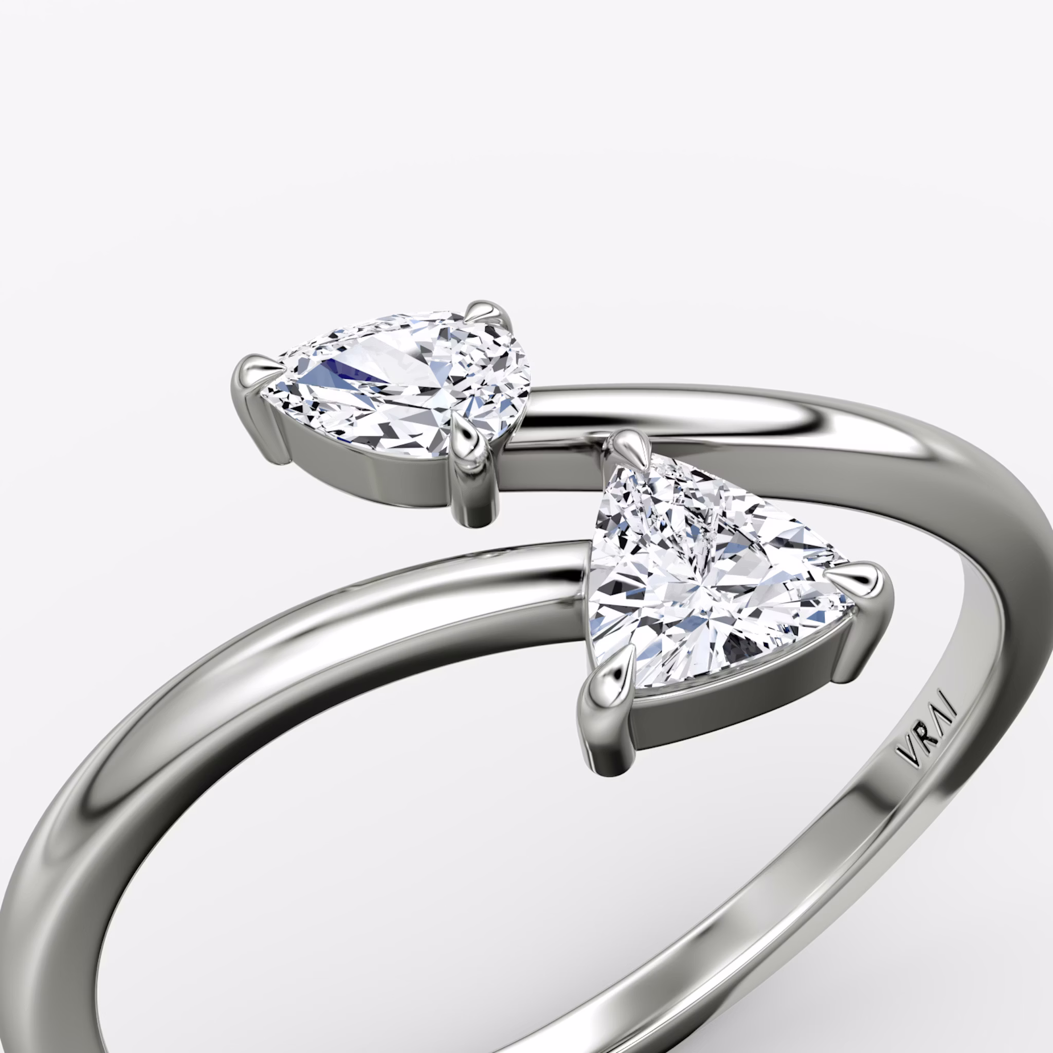 Bypass Cuff Ring | Trillion | 14k | White Gold