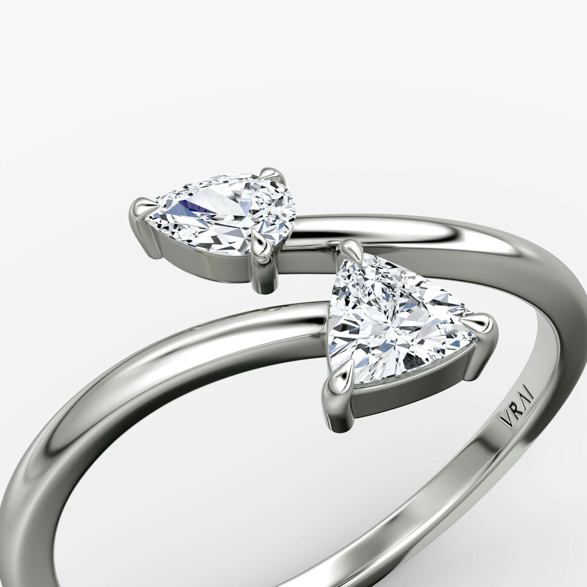 Bypass Cuff Ring | Trillion | 14k | White Gold