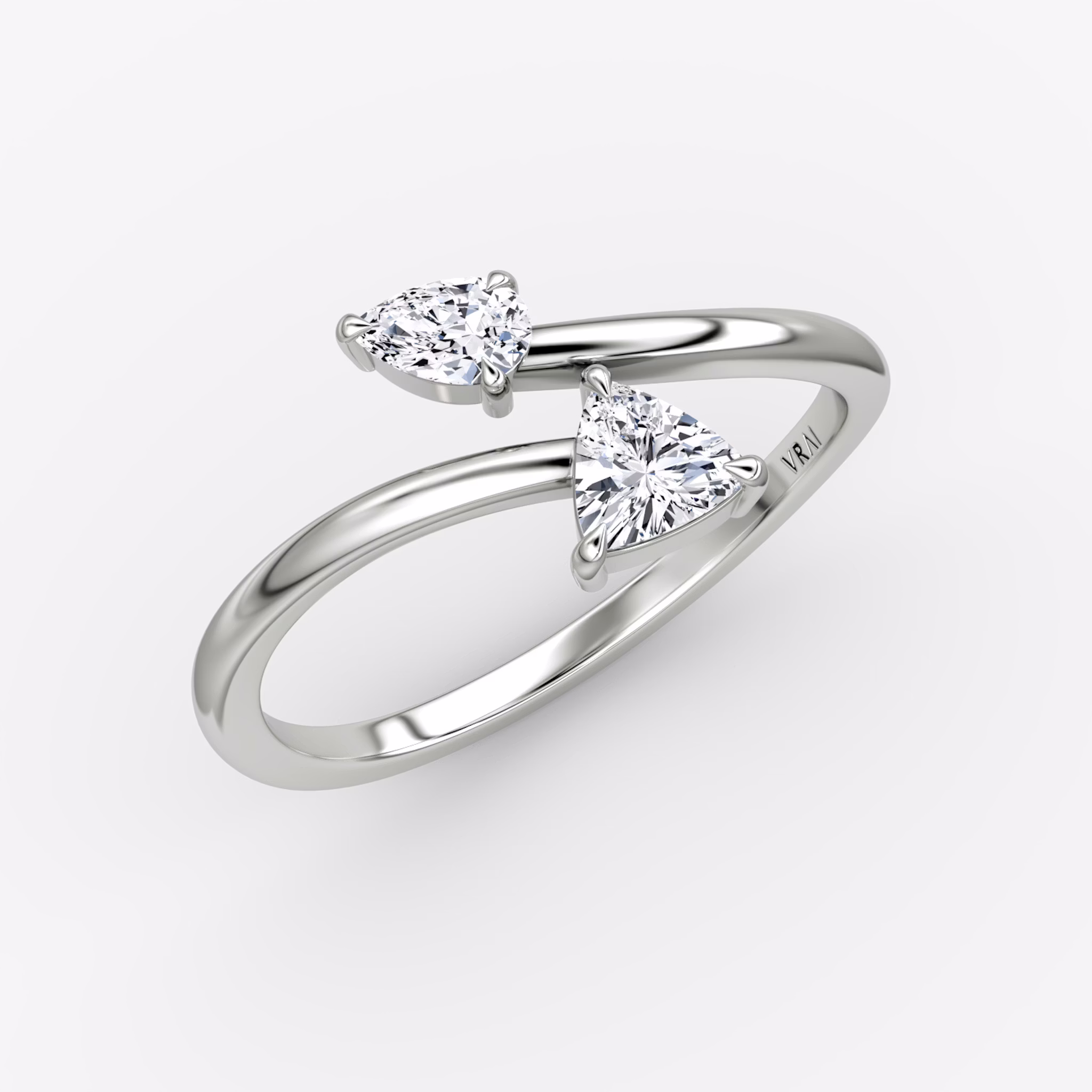 Bypass Cuff Ring | Trillion | 14k | White Gold