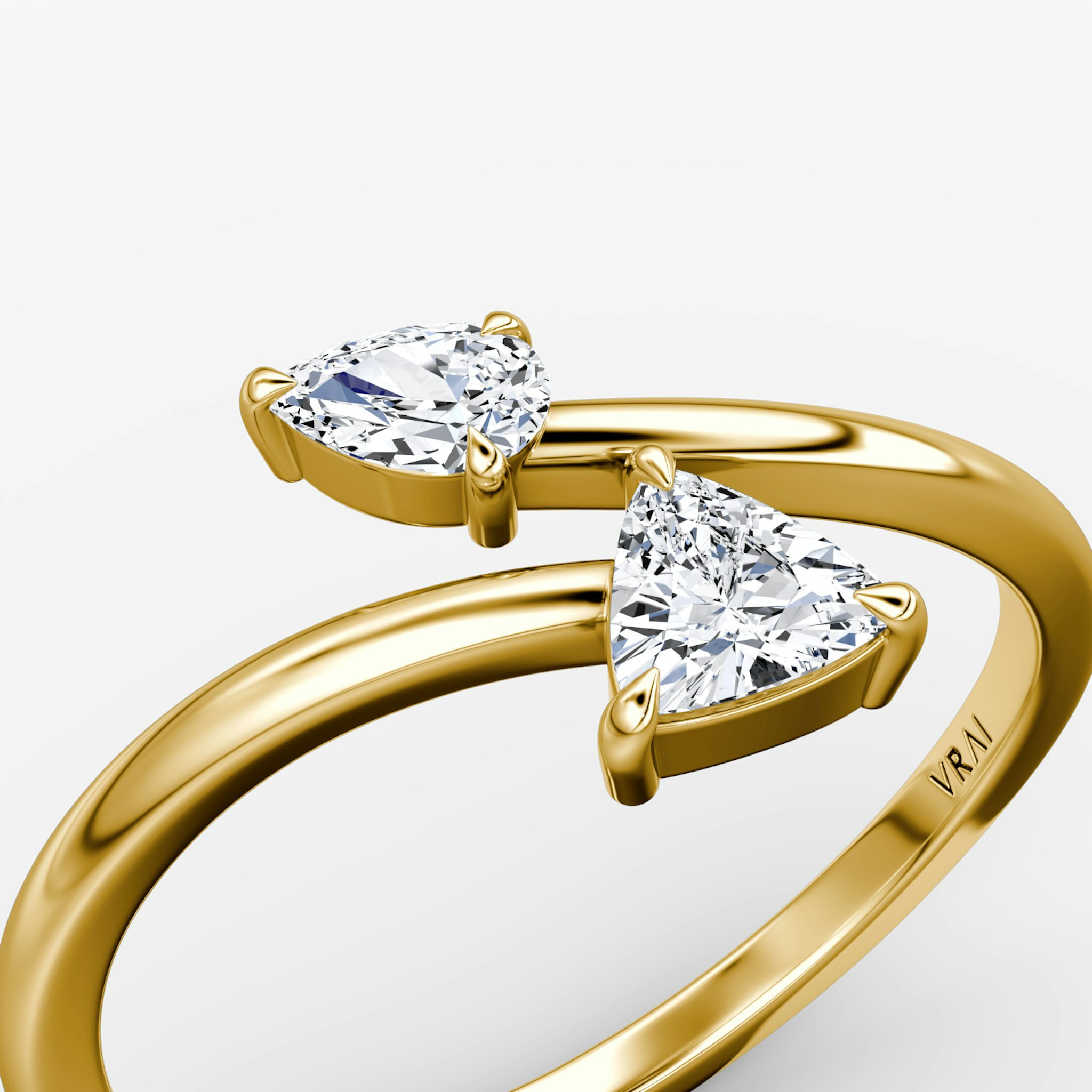 Bypass Cuff Ring | Trillion | 14k | Yellow Gold