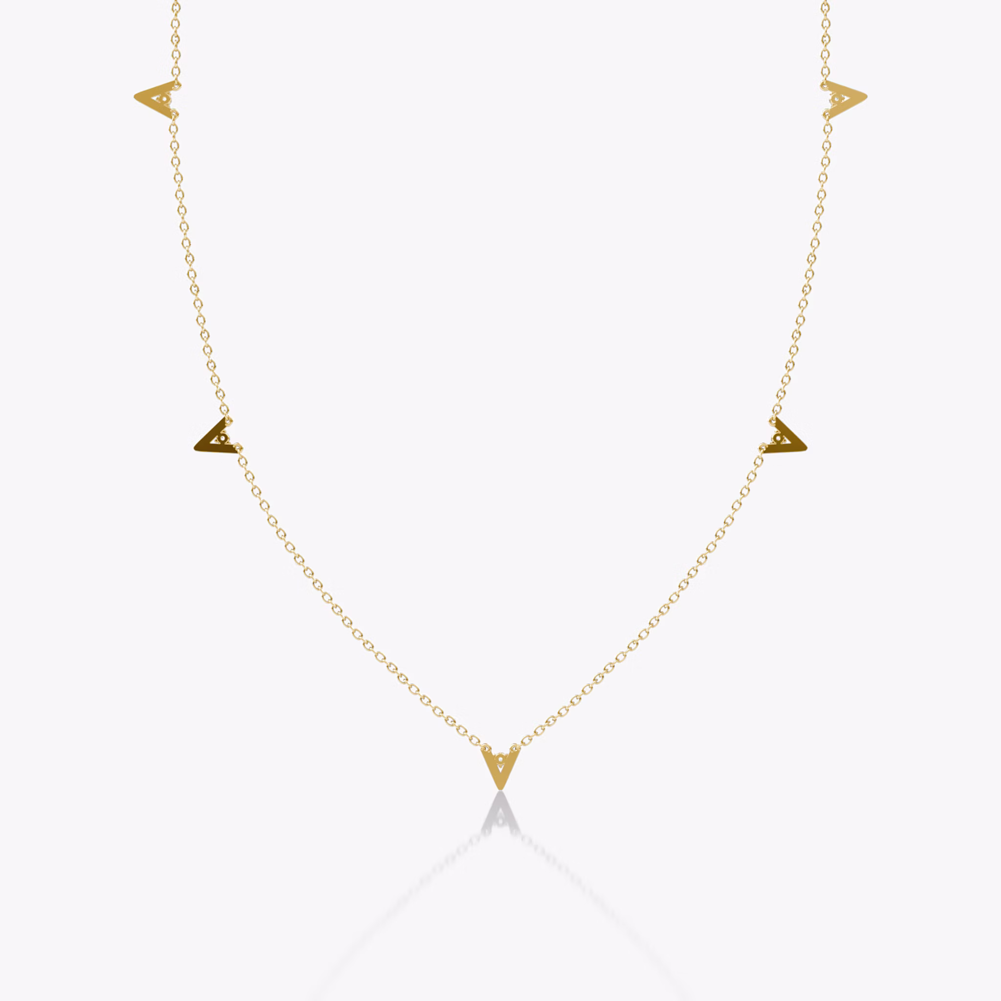 VRAI V Petite Station Necklace | Round Brilliant | 14k | Yellow Gold | chainLength: 16-18