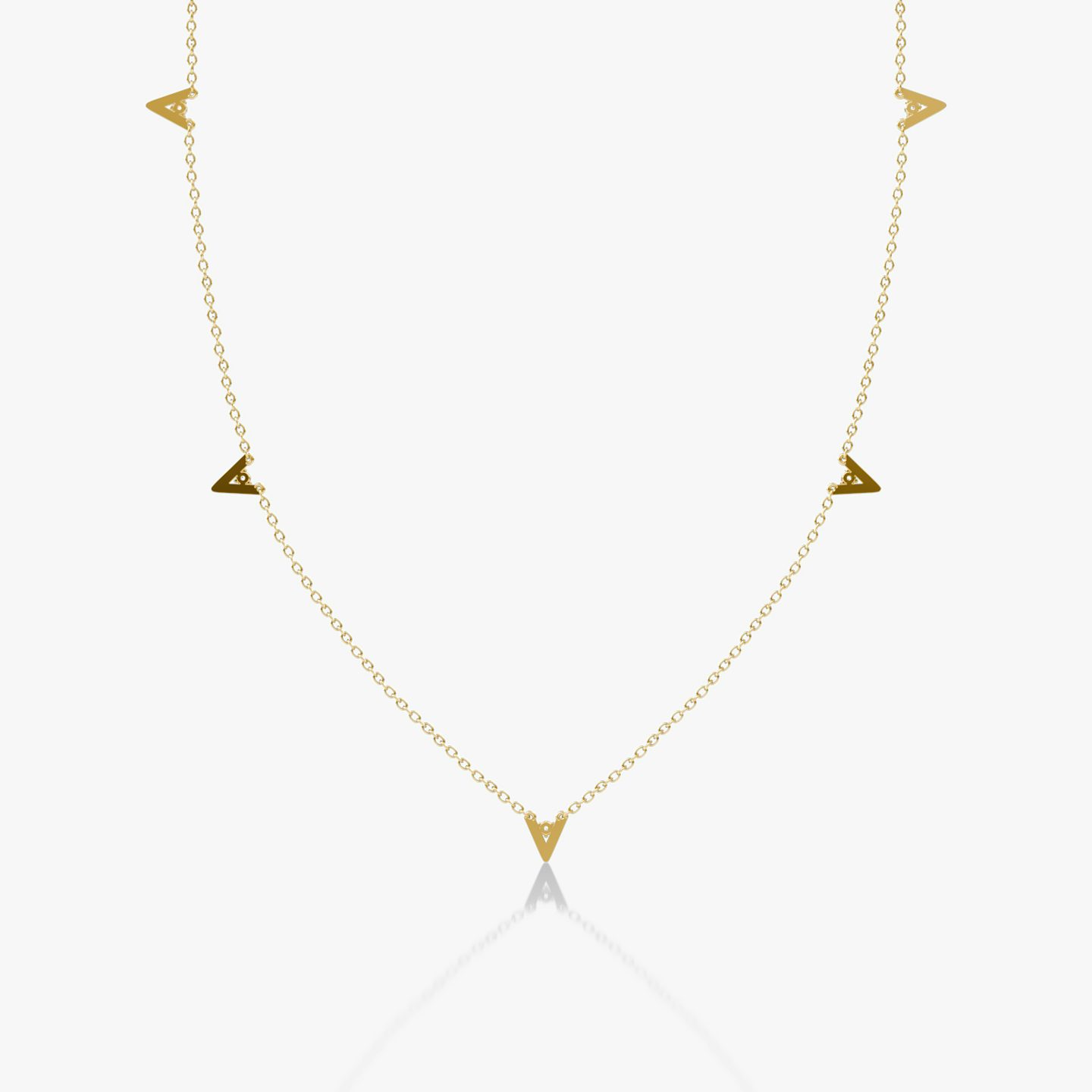 VRAI V Petite Station Necklace | Round Brilliant | 14k | Yellow Gold | chainLength: 16-18