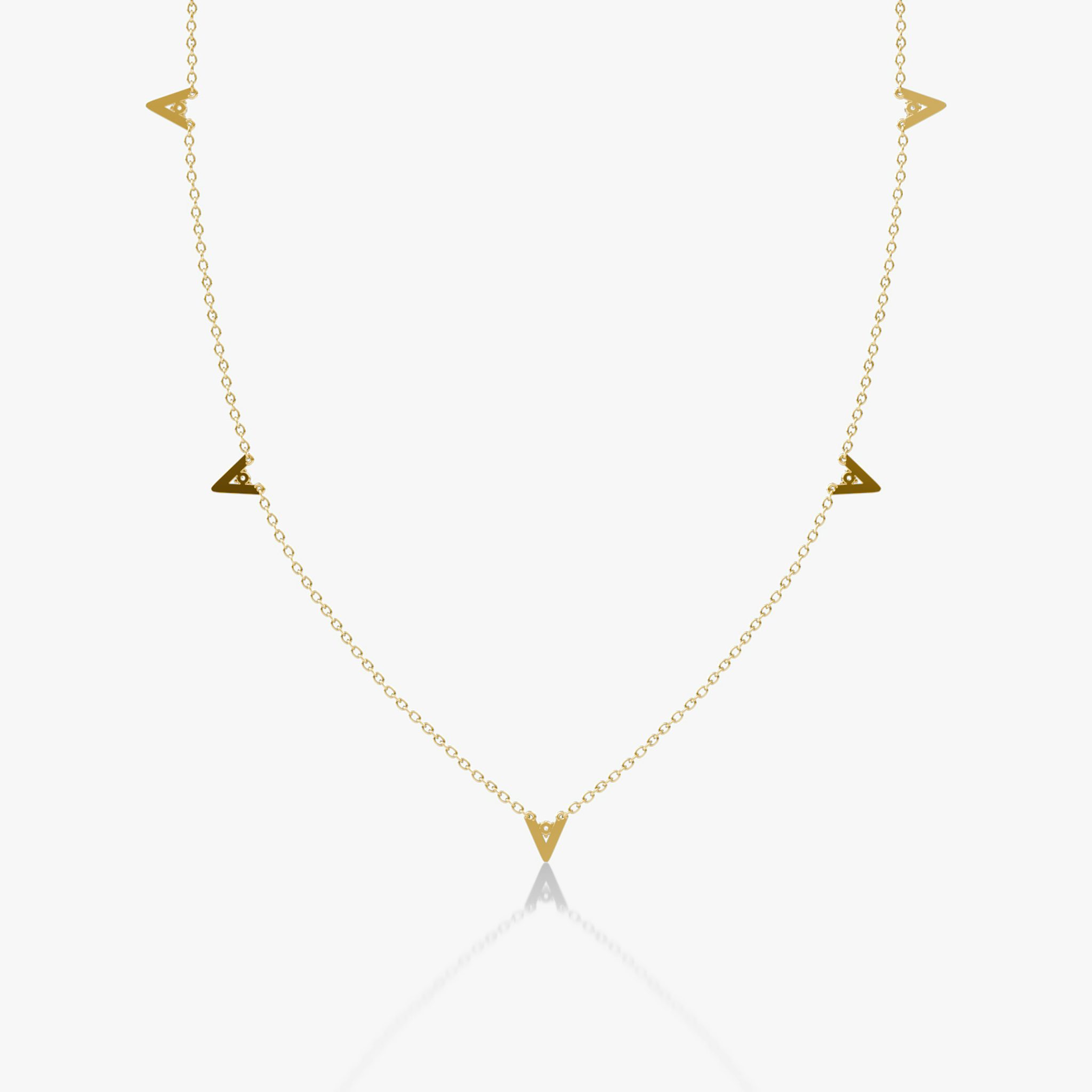 VRAI V Petite Station Necklace | Round Brilliant | 14k | Yellow Gold | chainLength: 16-18