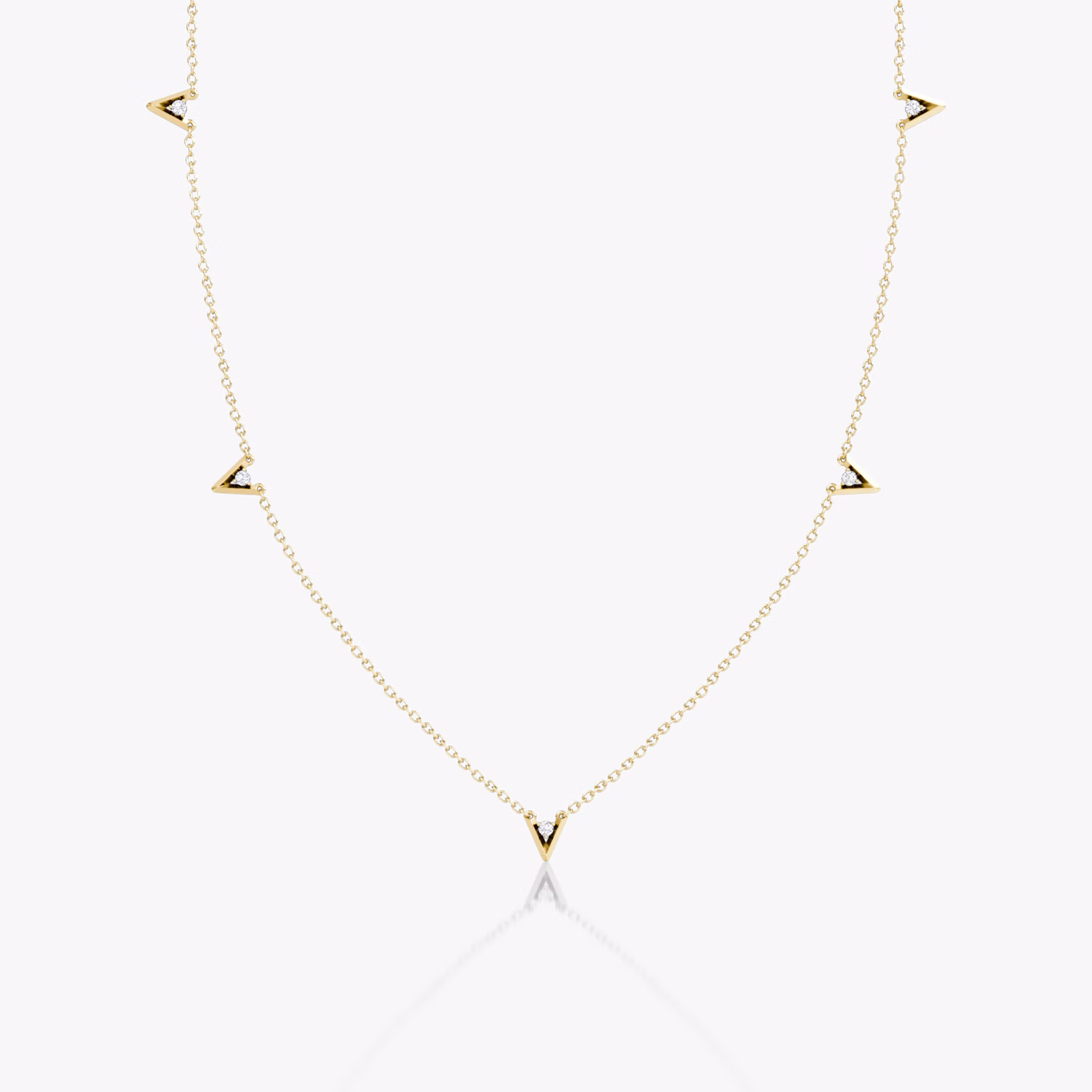 VRAI V Petite Station Necklace | Round Brilliant | 14k | Yellow Gold | chainLength: 16-18