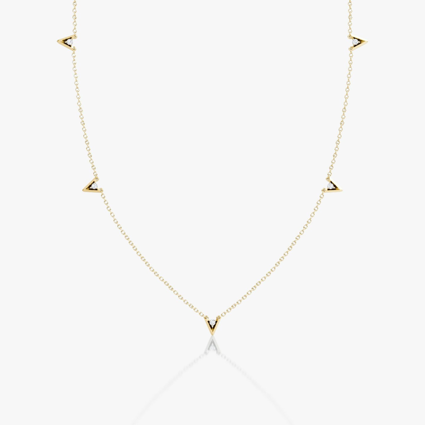VRAI V Petite Station Necklace | Round Brilliant | 14k | Yellow Gold | chainLength: 16-18