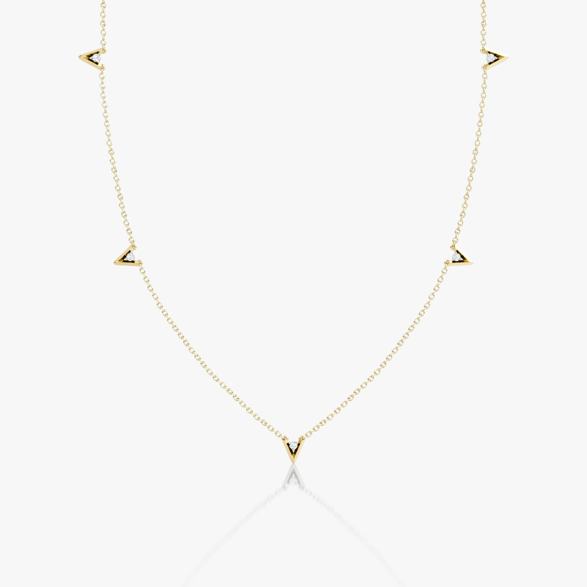 VRAI V Petite Station Necklace | Round Brilliant | 14k | Yellow Gold | chainLength: 16-18