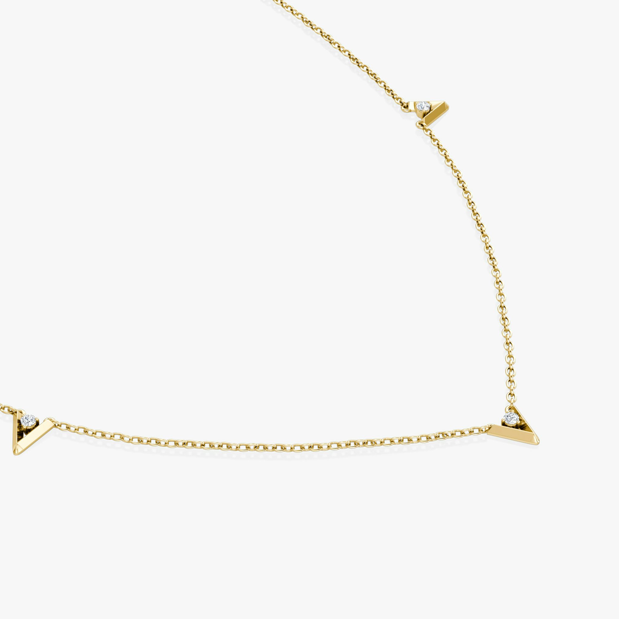 VRAI V Petite Station Necklace | Round Brilliant | 14k | Yellow Gold | chainLength: 16-18