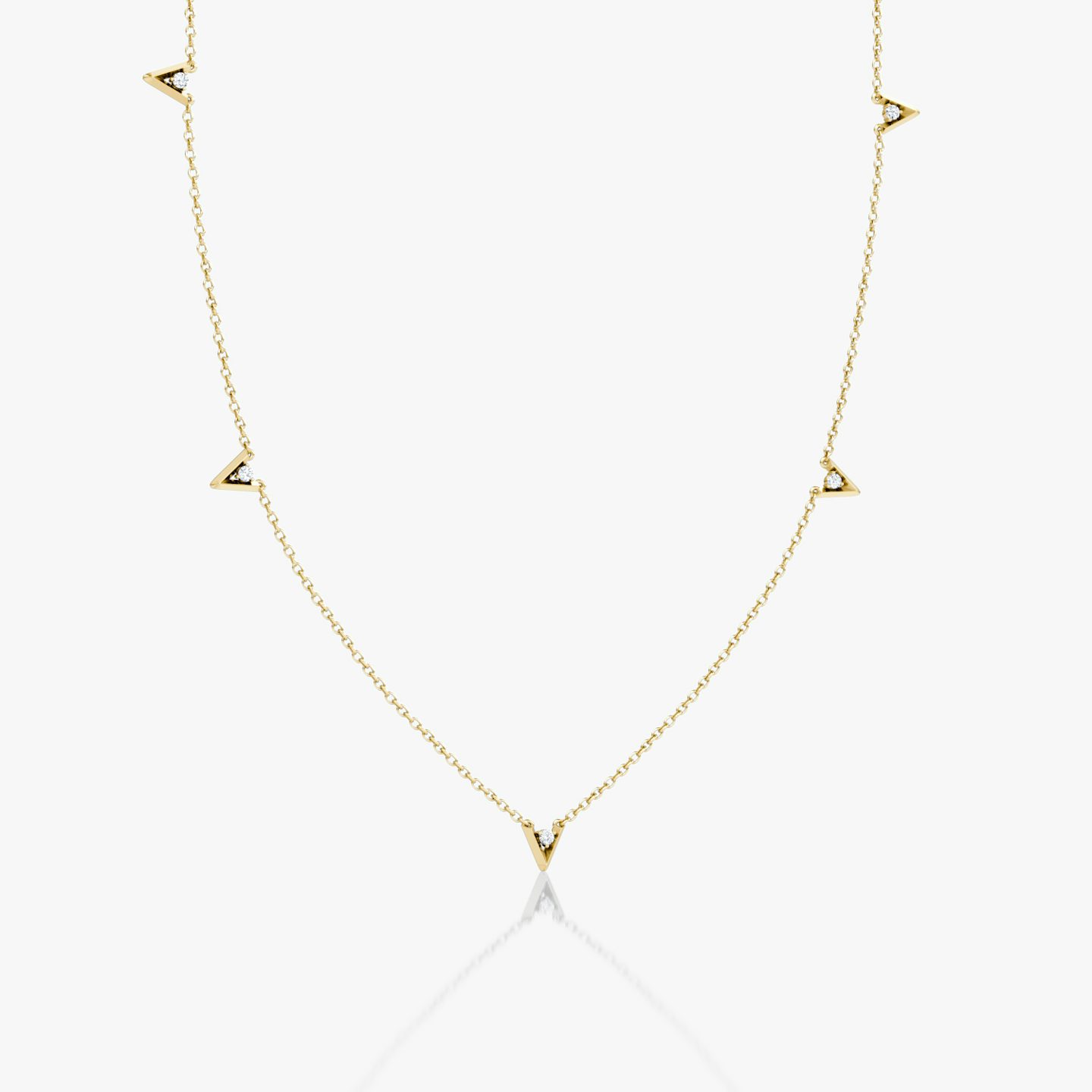 VRAI V Petite Station Necklace | Round Brilliant | 14k | Yellow Gold | chainLength: 16-18