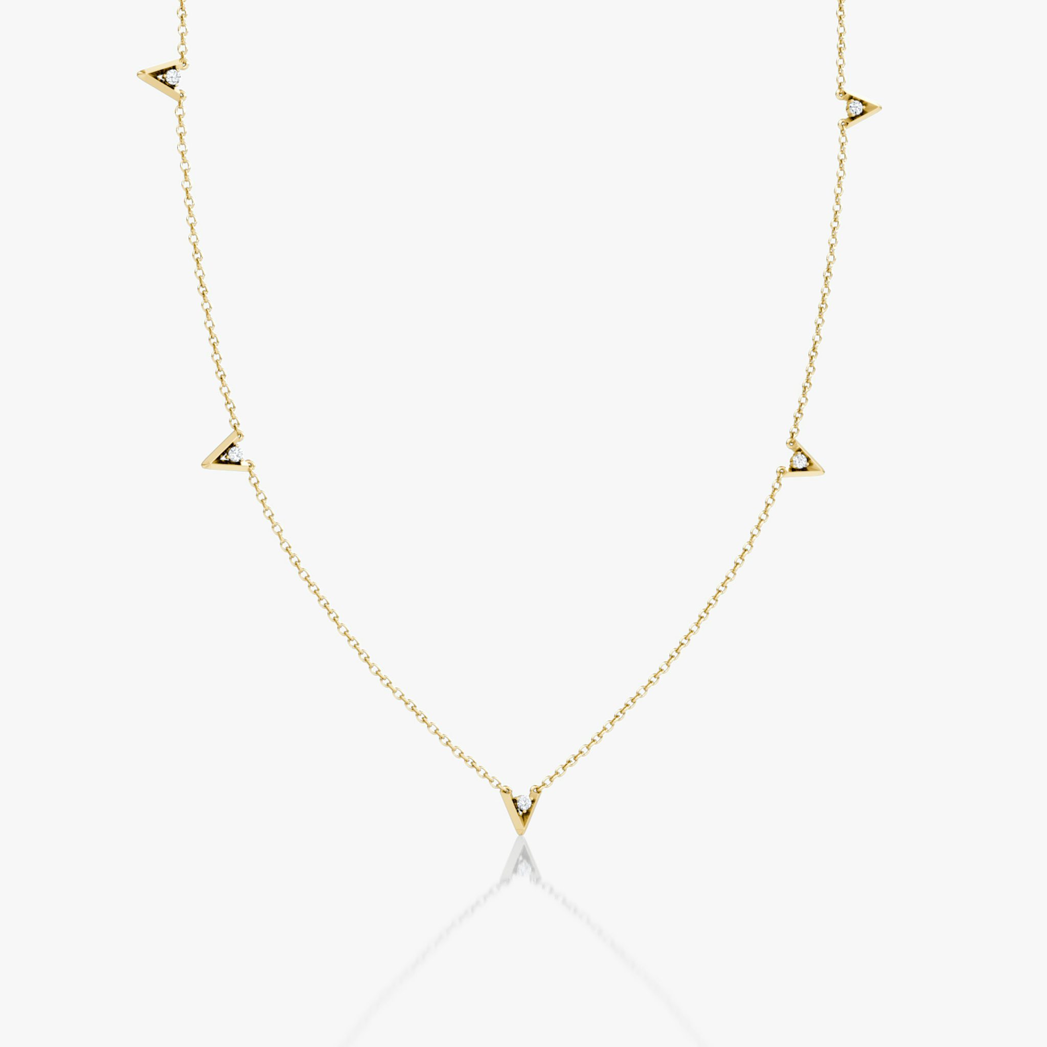 VRAI V Petite Station Necklace | Round Brilliant | 14k | Yellow Gold | chainLength: 16-18