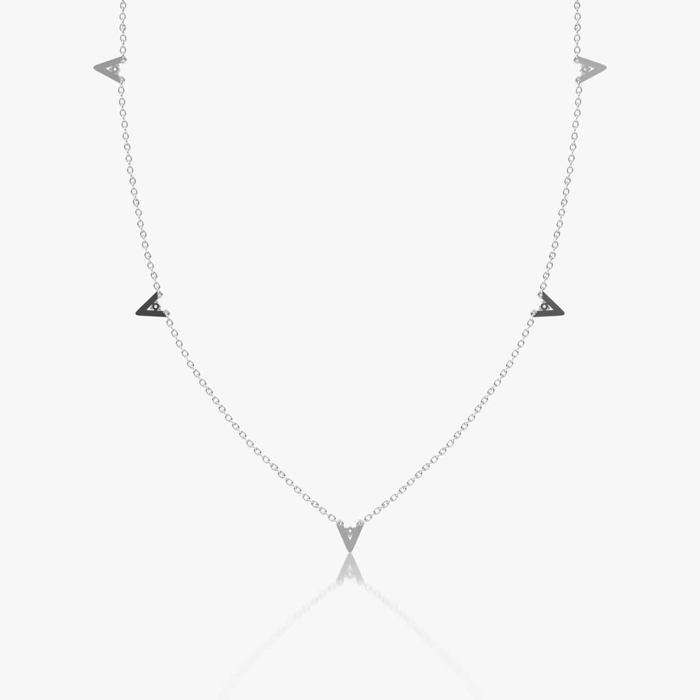 VRAI V Petite Station Necklace | Round Brilliant | 14k | White Gold | chainLength: 16-18
