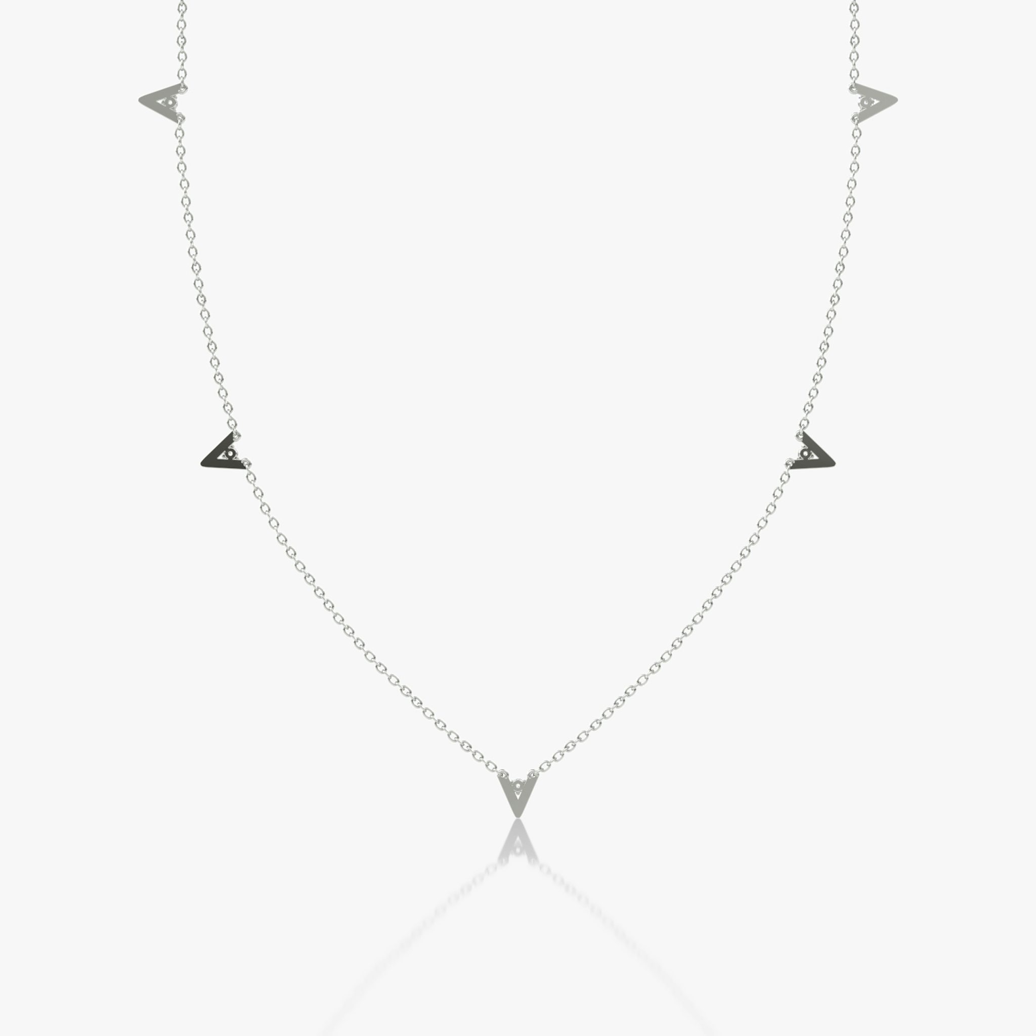 VRAI V Petite Station Necklace | Round Brilliant | 14k | White Gold | chainLength: 16-18
