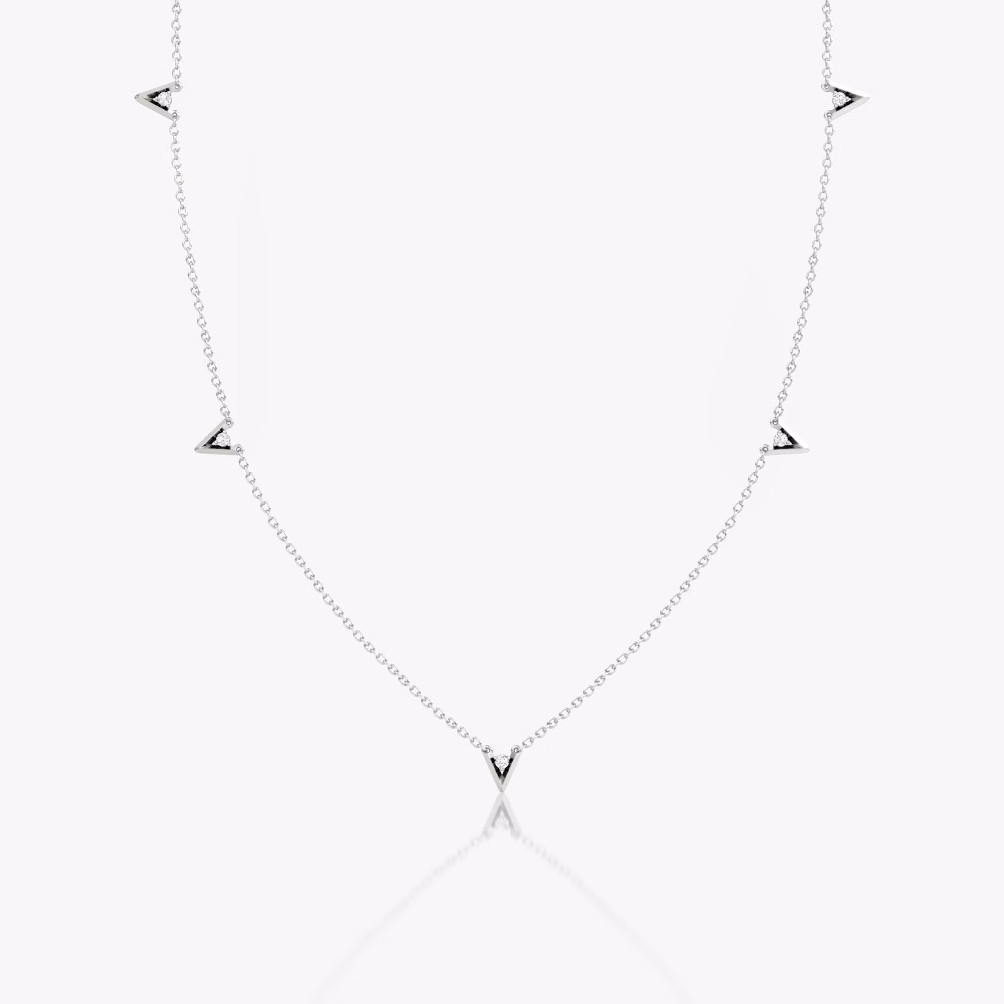 VRAI V Petite Station Necklace Round Brilliant | White Gold