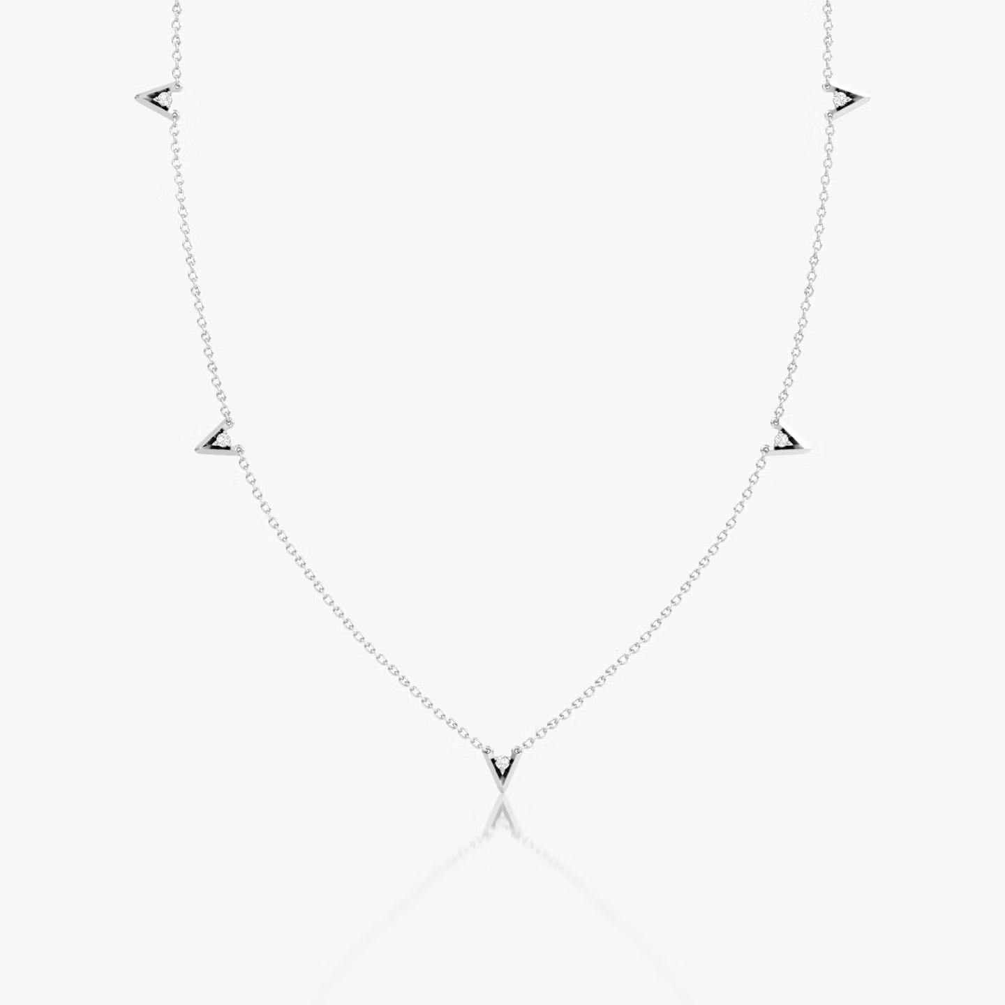 VRAI V Petite Station Necklace | Round Brilliant | 14k | White Gold | chainLength: 16-18