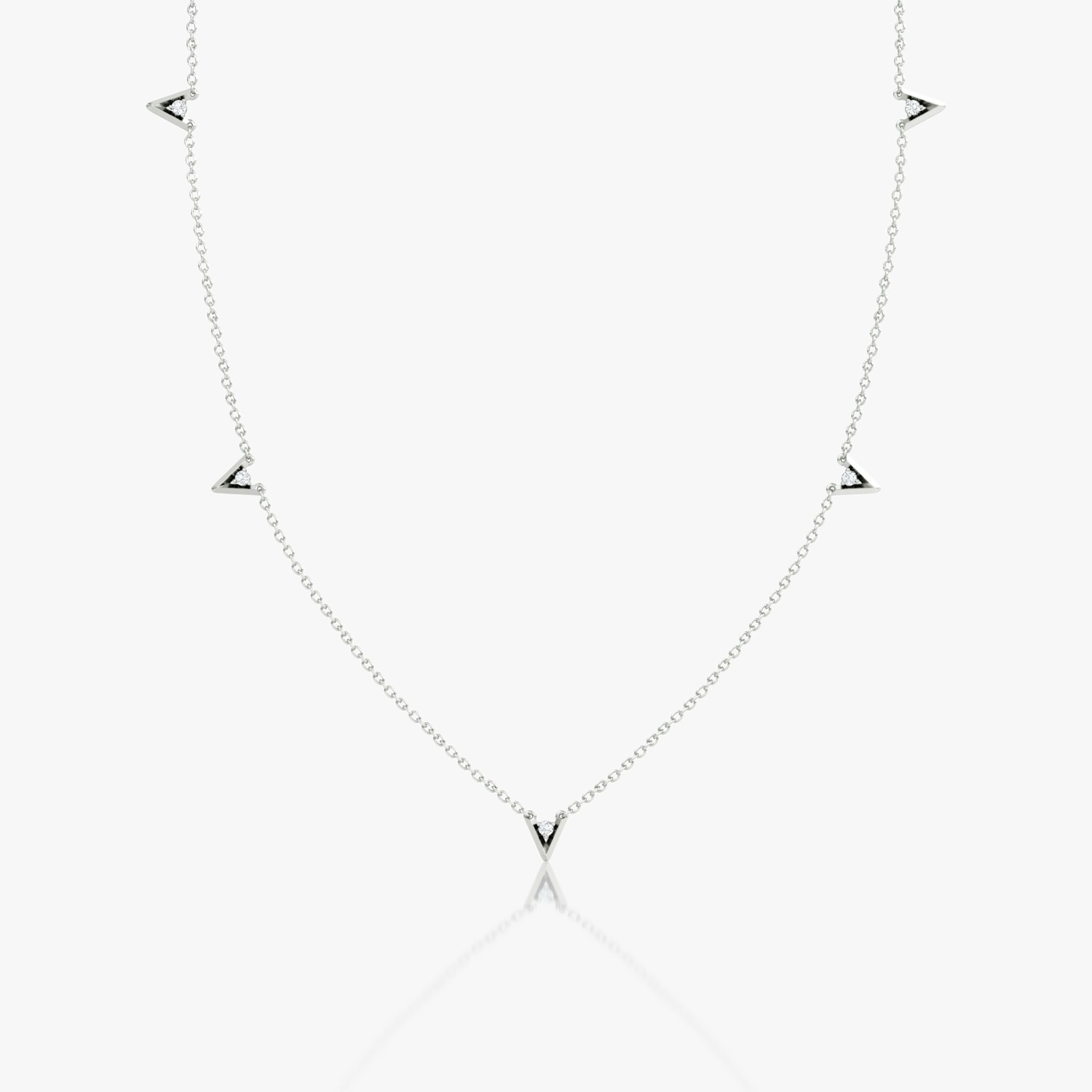 VRAI V Petite Station Necklace | Round Brilliant | 14k | White Gold | chainLength: 16-18
