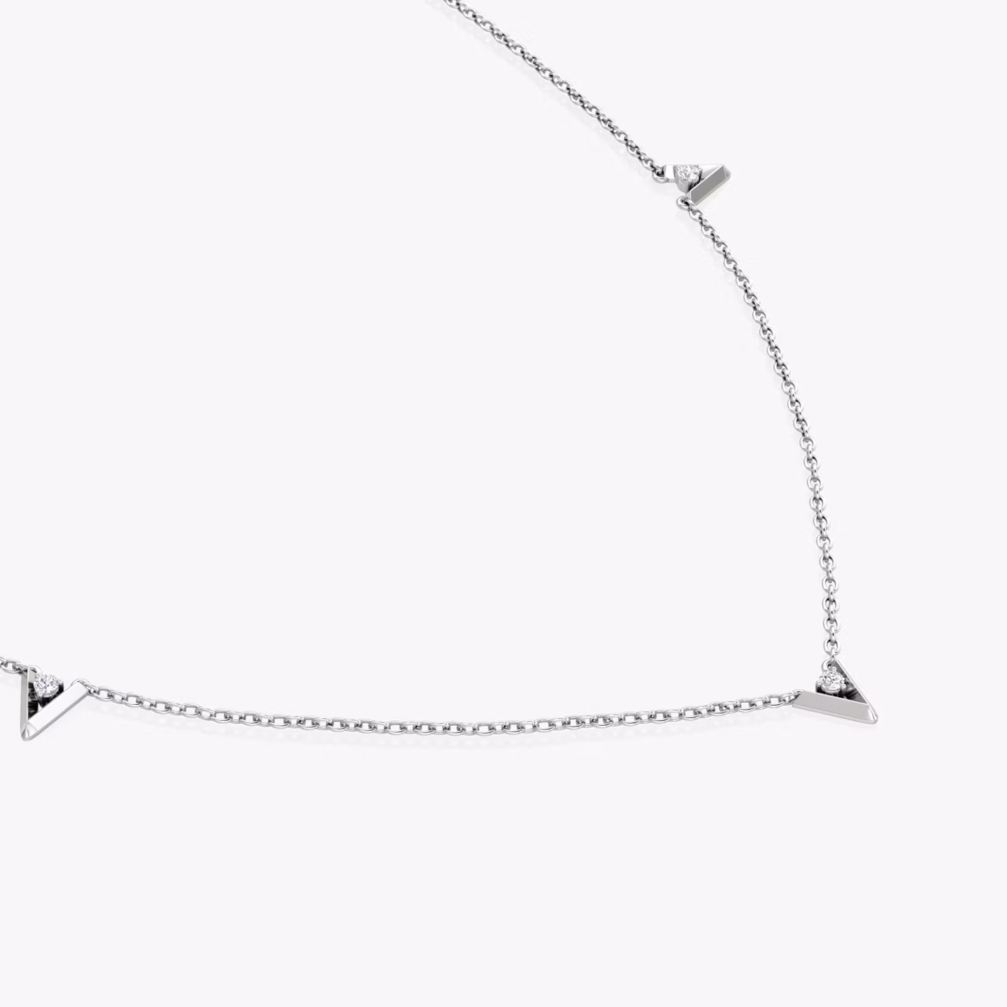 VRAI V Petite Station Necklace | Round Brilliant | 14k | White Gold | chainLength: 16-18