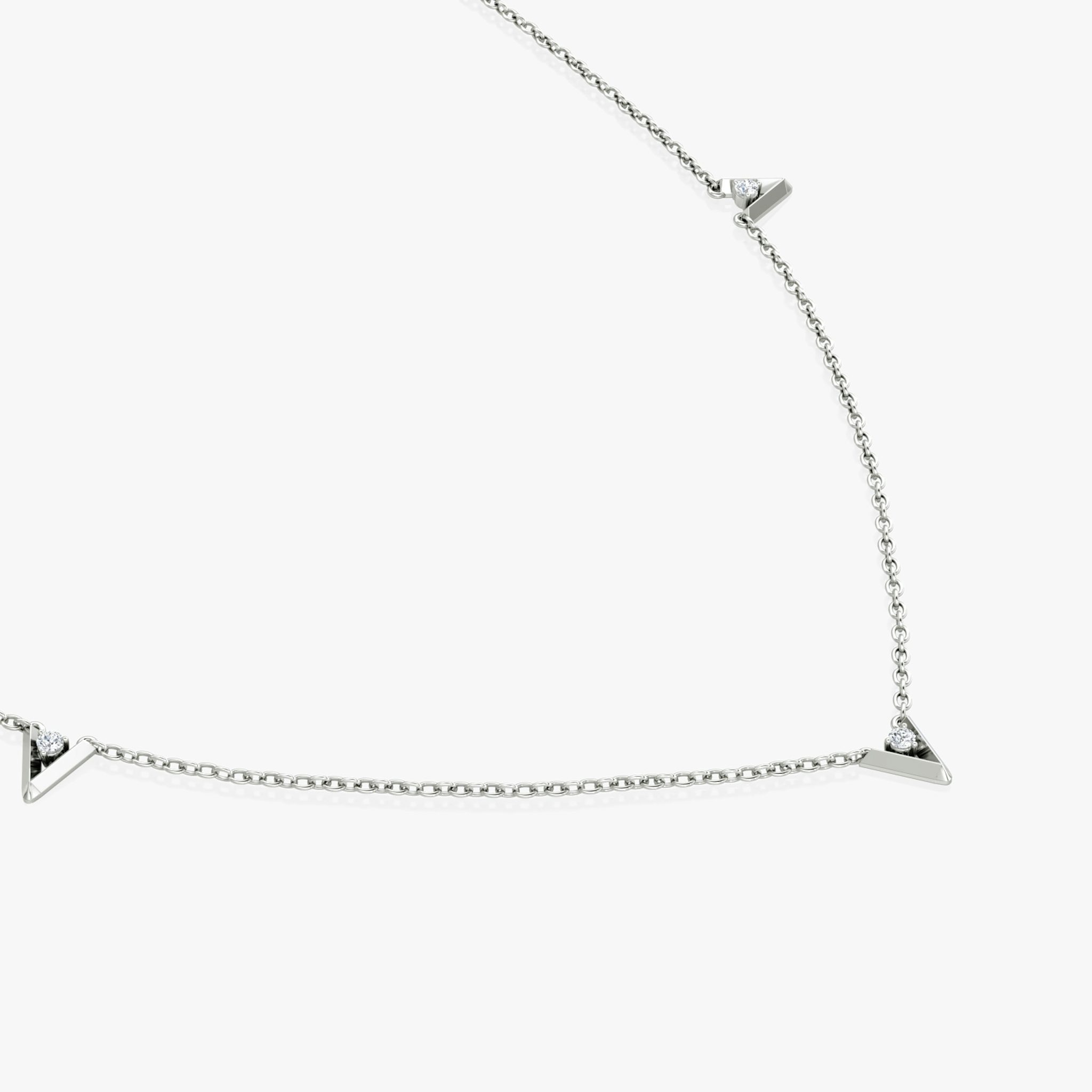 VRAI V Petite Station Necklace | Round Brilliant | 14k | White Gold | chainLength: 16-18