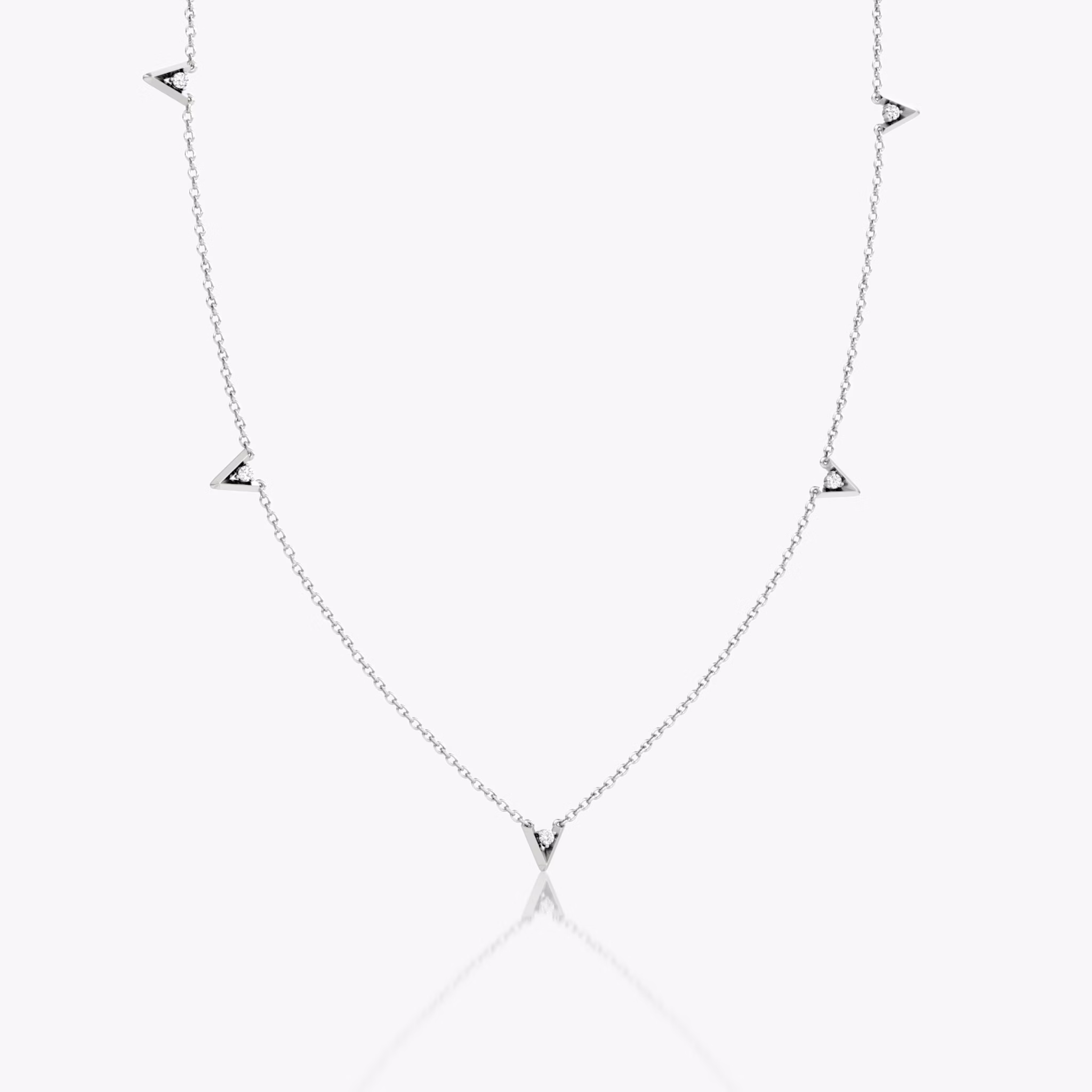 VRAI V Petite Station Necklace | Round Brilliant | 14k | White Gold | chainLength: 16-18