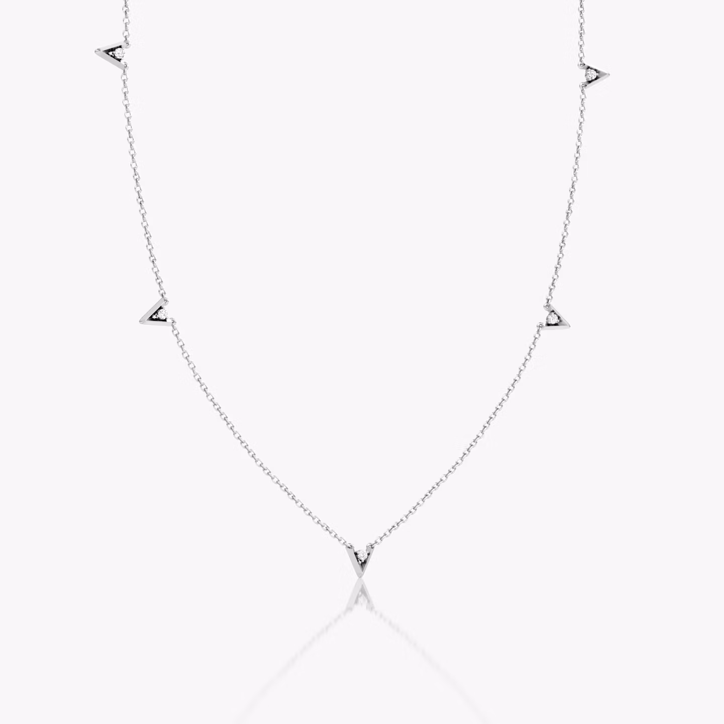 VRAI V Petite Station Necklace | Round Brilliant | 14k | White Gold | chainLength: 16-18