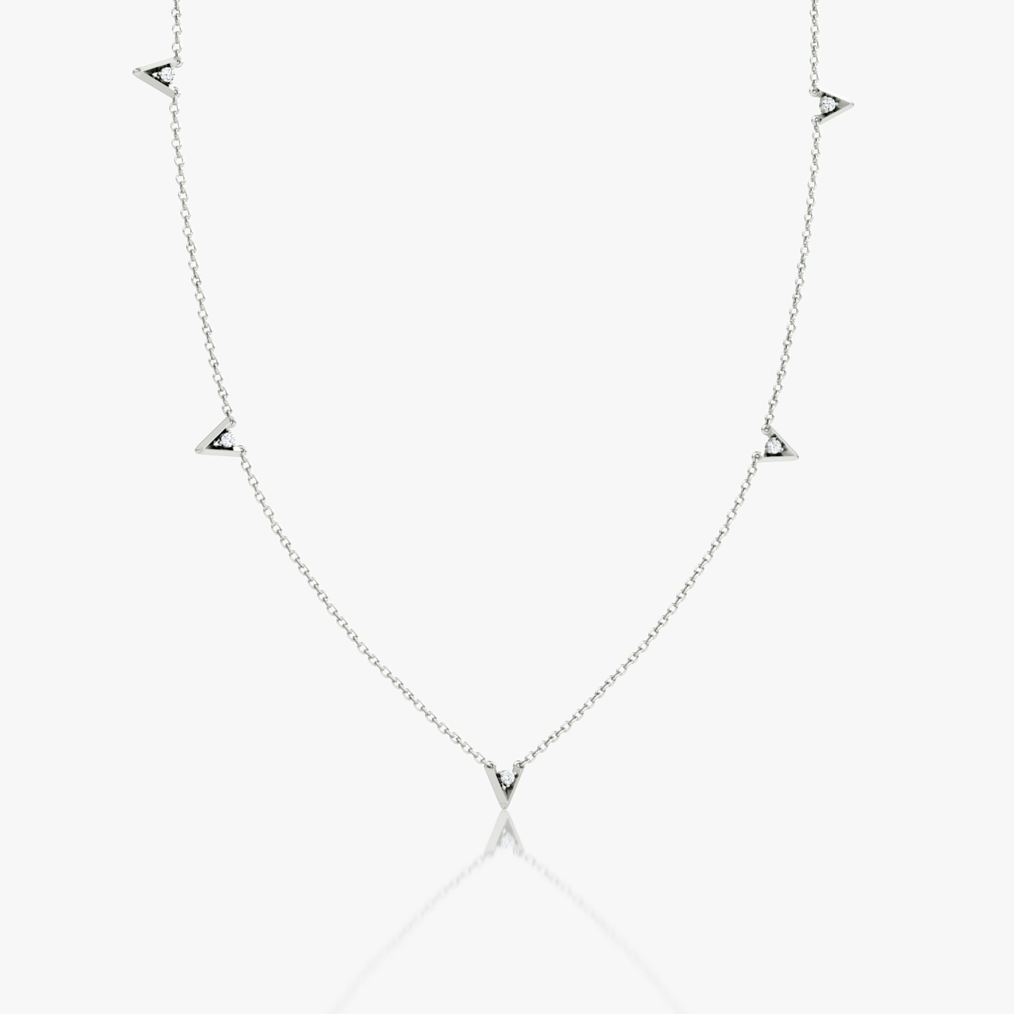 VRAI V Petite Station Necklace | Round Brilliant | 14k | White Gold | chainLength: 16-18