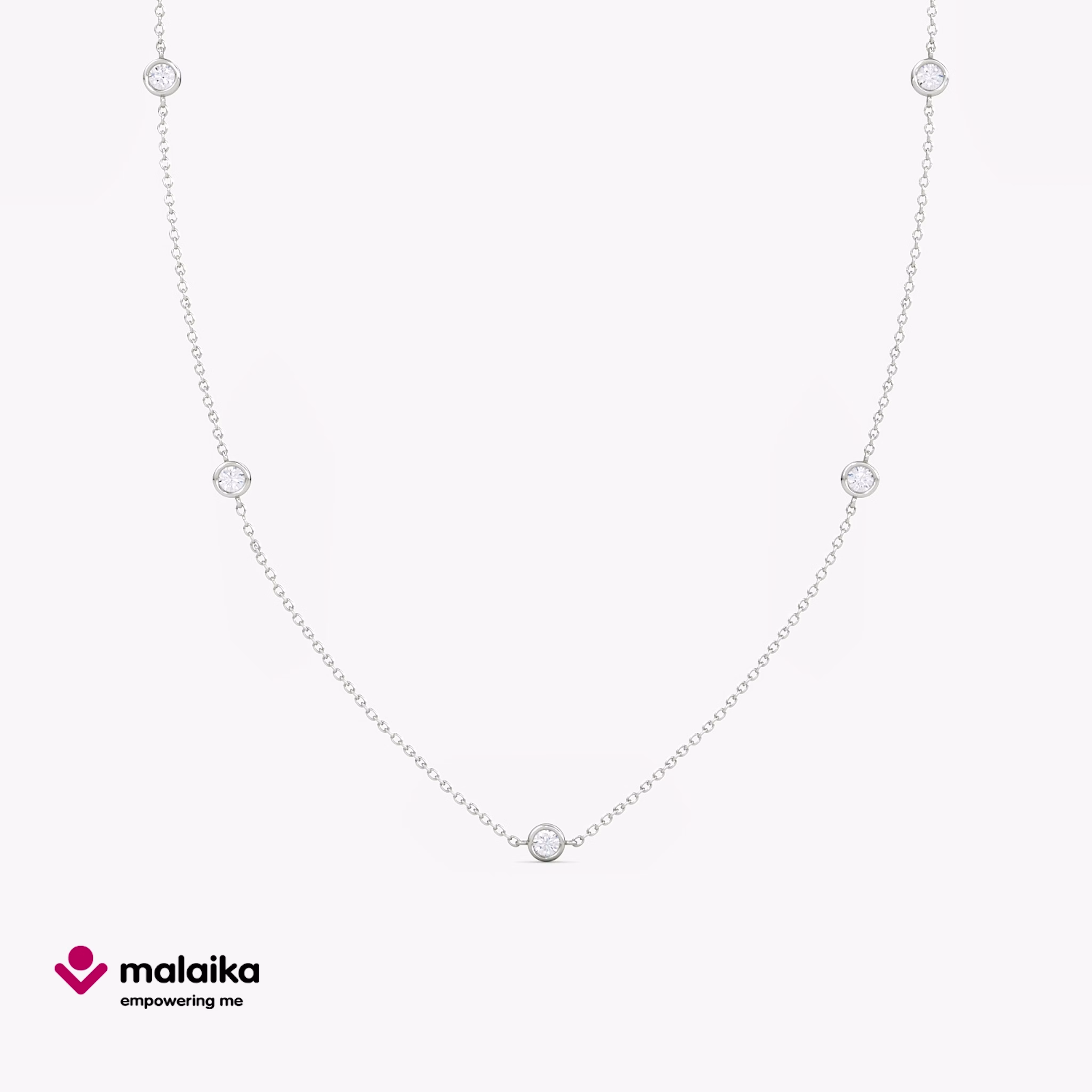 Sterling Silver Bezel Station Necklace