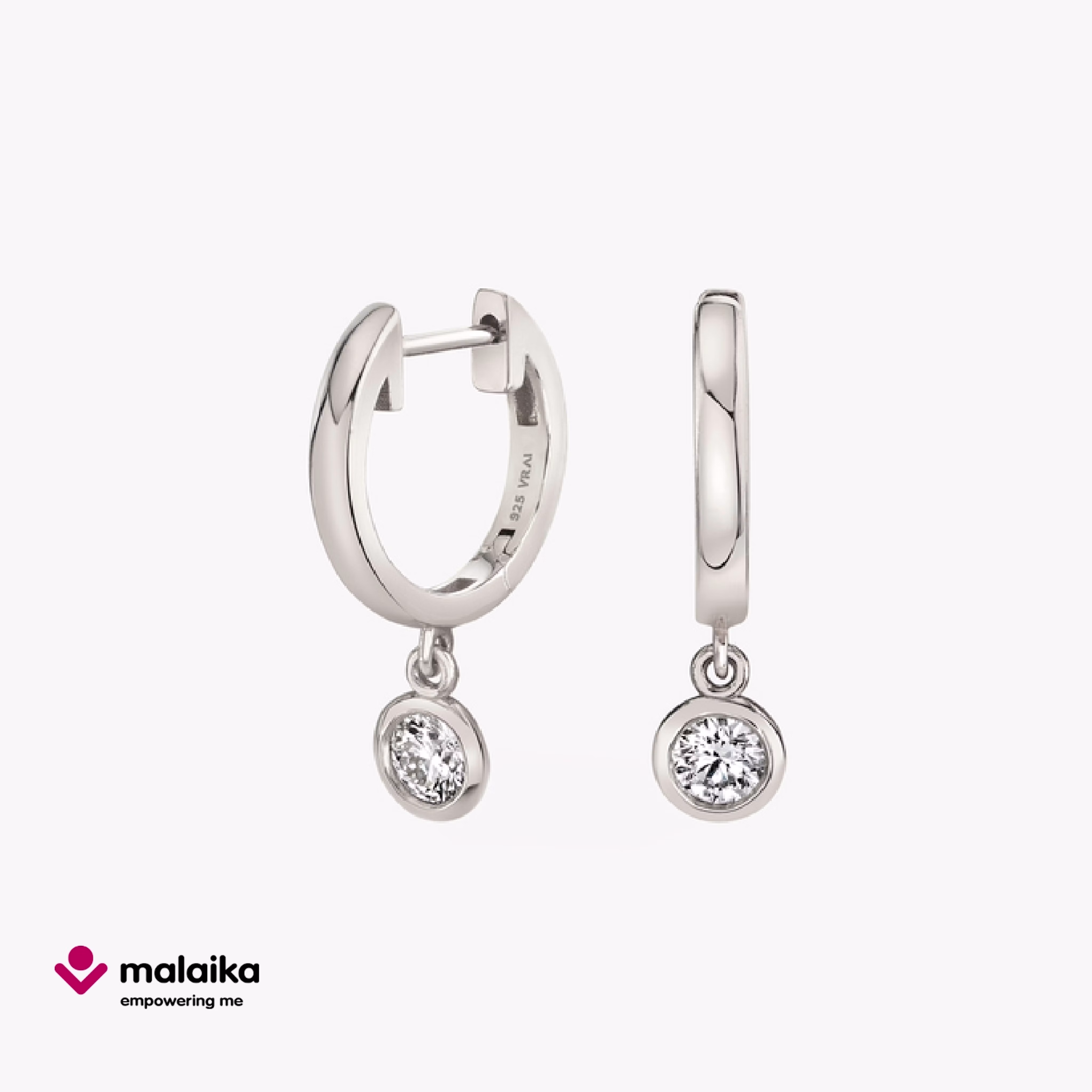 Knife-Edge Bezel Drop Huggie Hoops