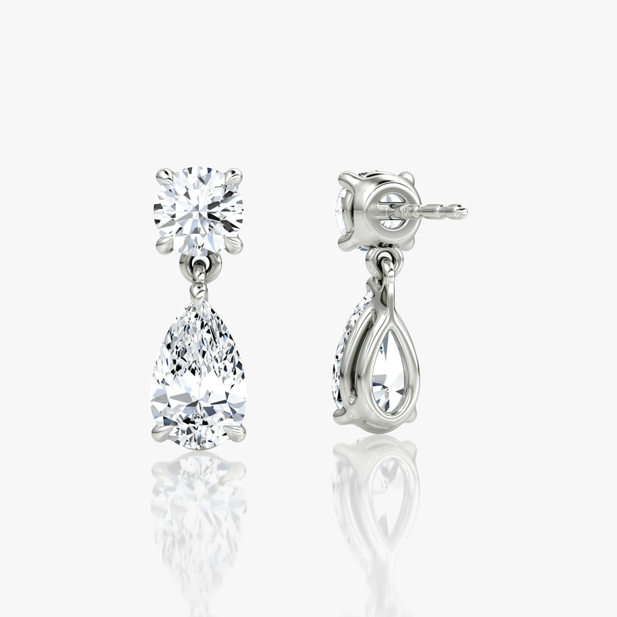Signature Drop Earring | Round Brilliant and Pear | 14k | White Gold | caratWeight: 0.75ct