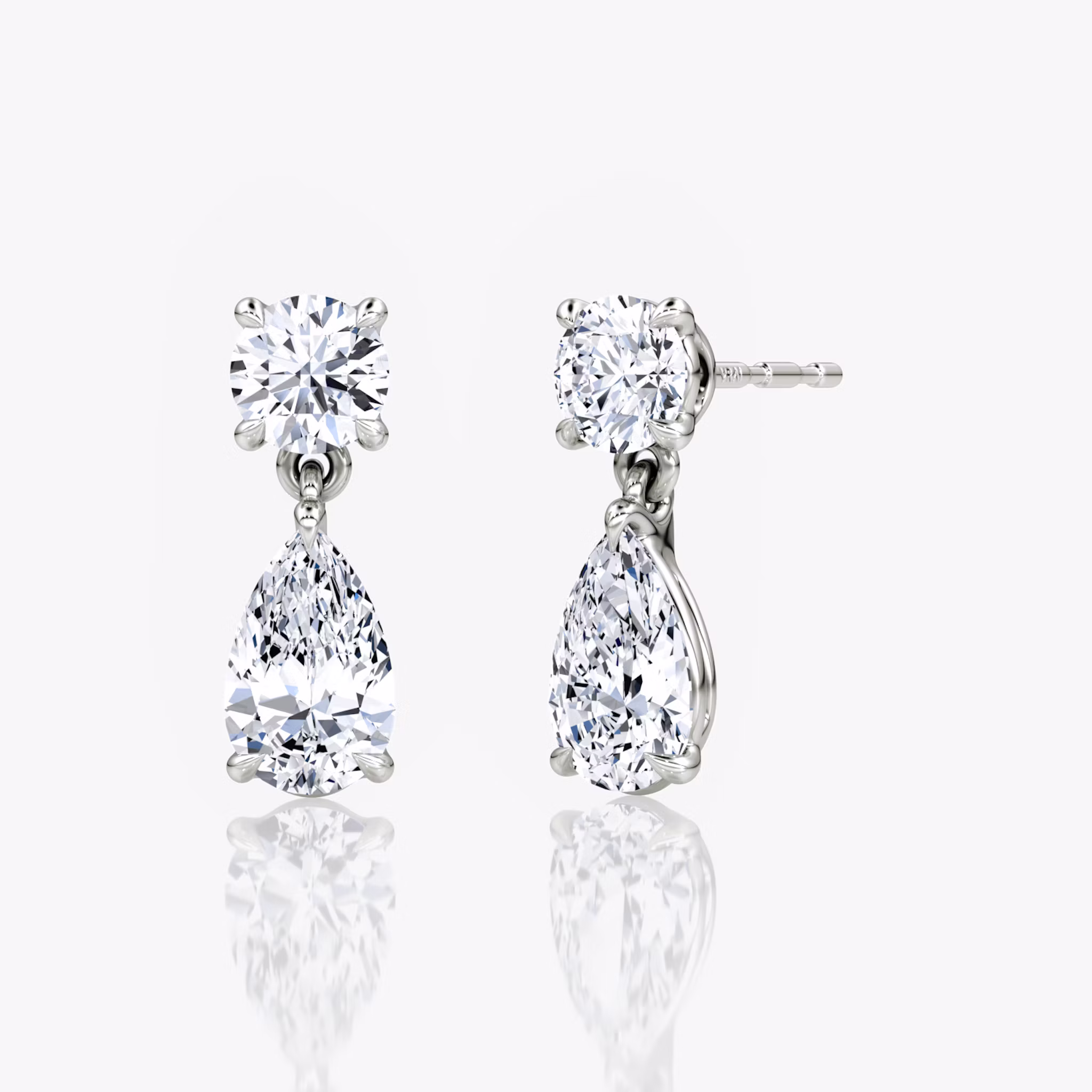 Signature Drop Earring Round Brilliant and Pear | White Gold