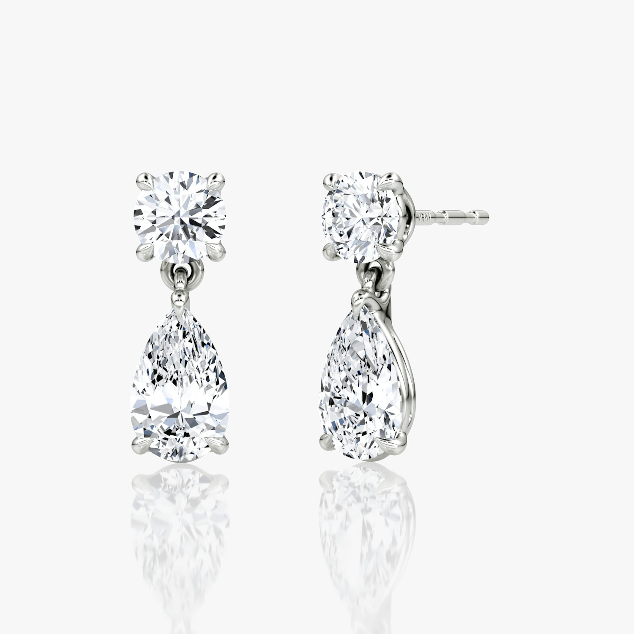 Signature Drop Earring | Round Brilliant and Pear | 14k | White Gold | caratWeight: 0.75ct