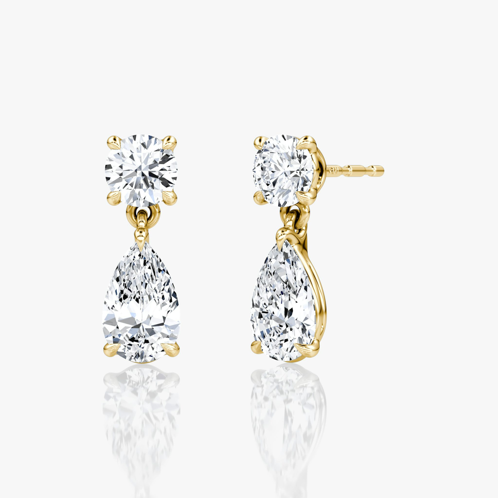 Signature Drop Earring | Round Brilliant and Pear | 14k | Yellow Gold | caratWeight: 0.75ct
