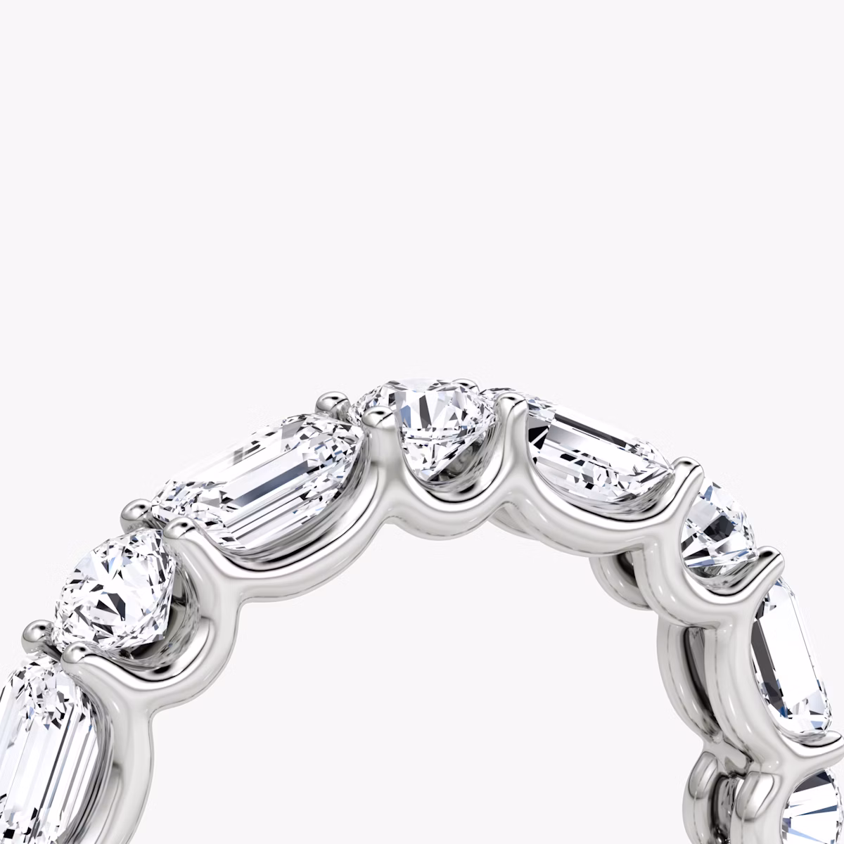 Alternating Shapes Eternity Ring | Rund und Emerald | 18k | Weißgold