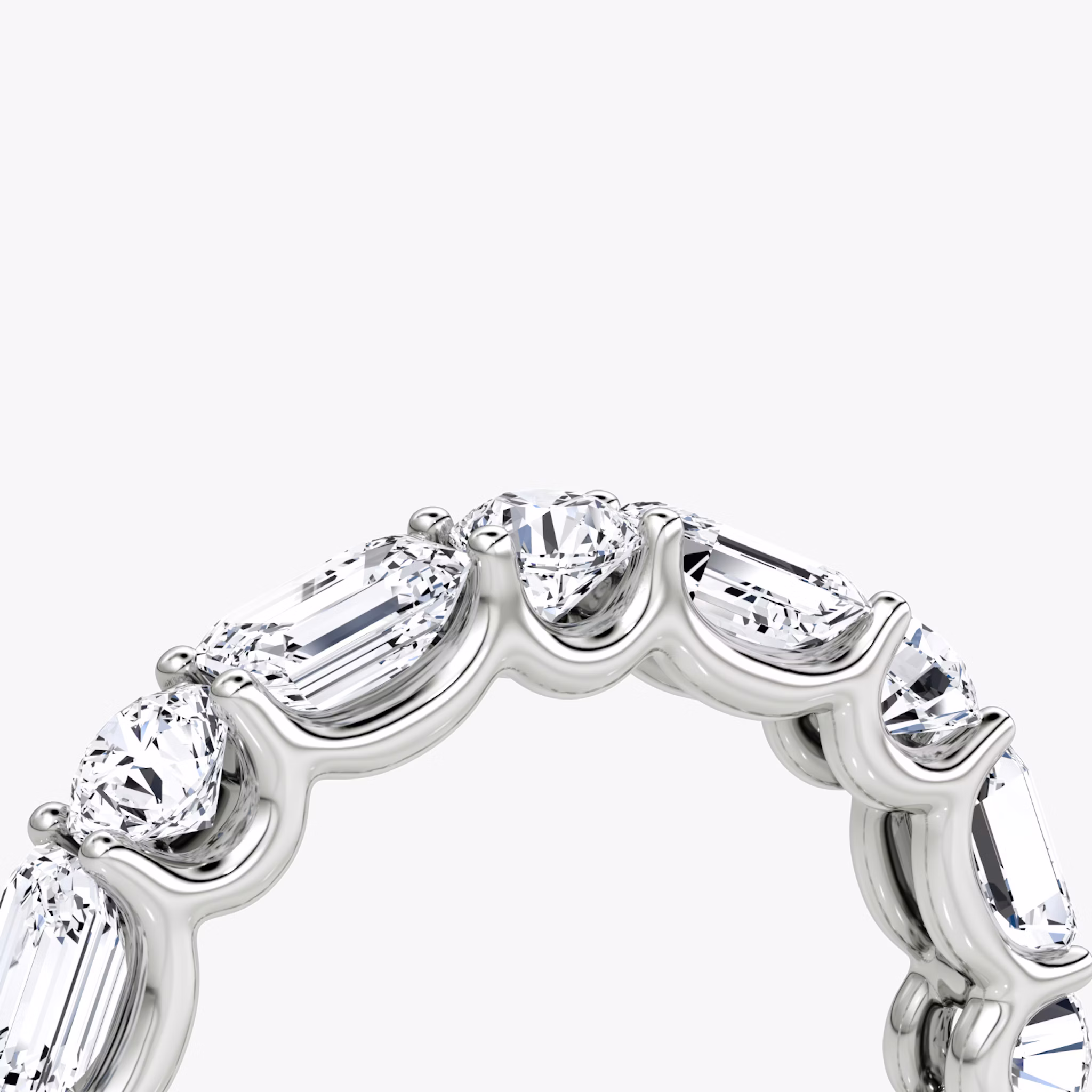 The Alternating Shapes Eternity Band | Round Brilliant and Emerald | 18k | White Gold