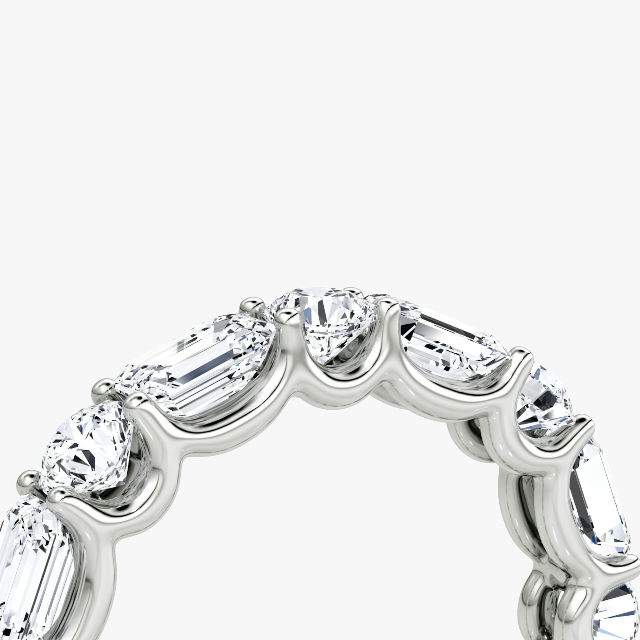 The Alternating Shapes Eternity Band | Round Brilliant and Emerald | 18k | White Gold