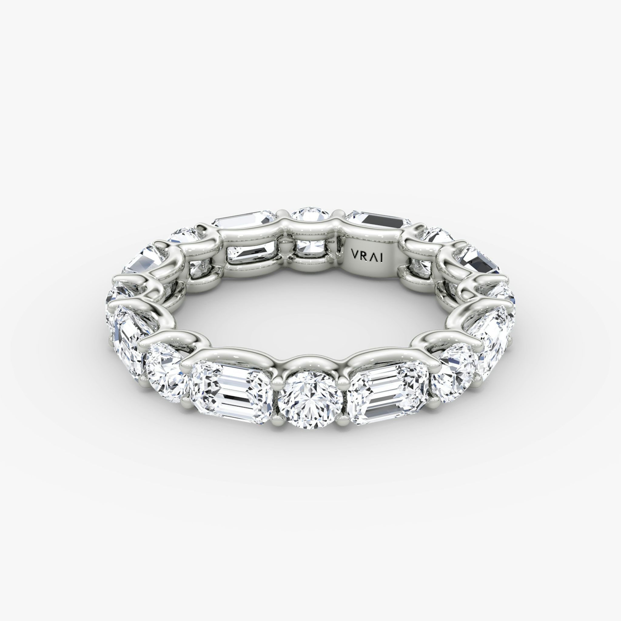 The Alternating Shapes Eternity Band | Round Brilliant and Emerald | 18k | White Gold