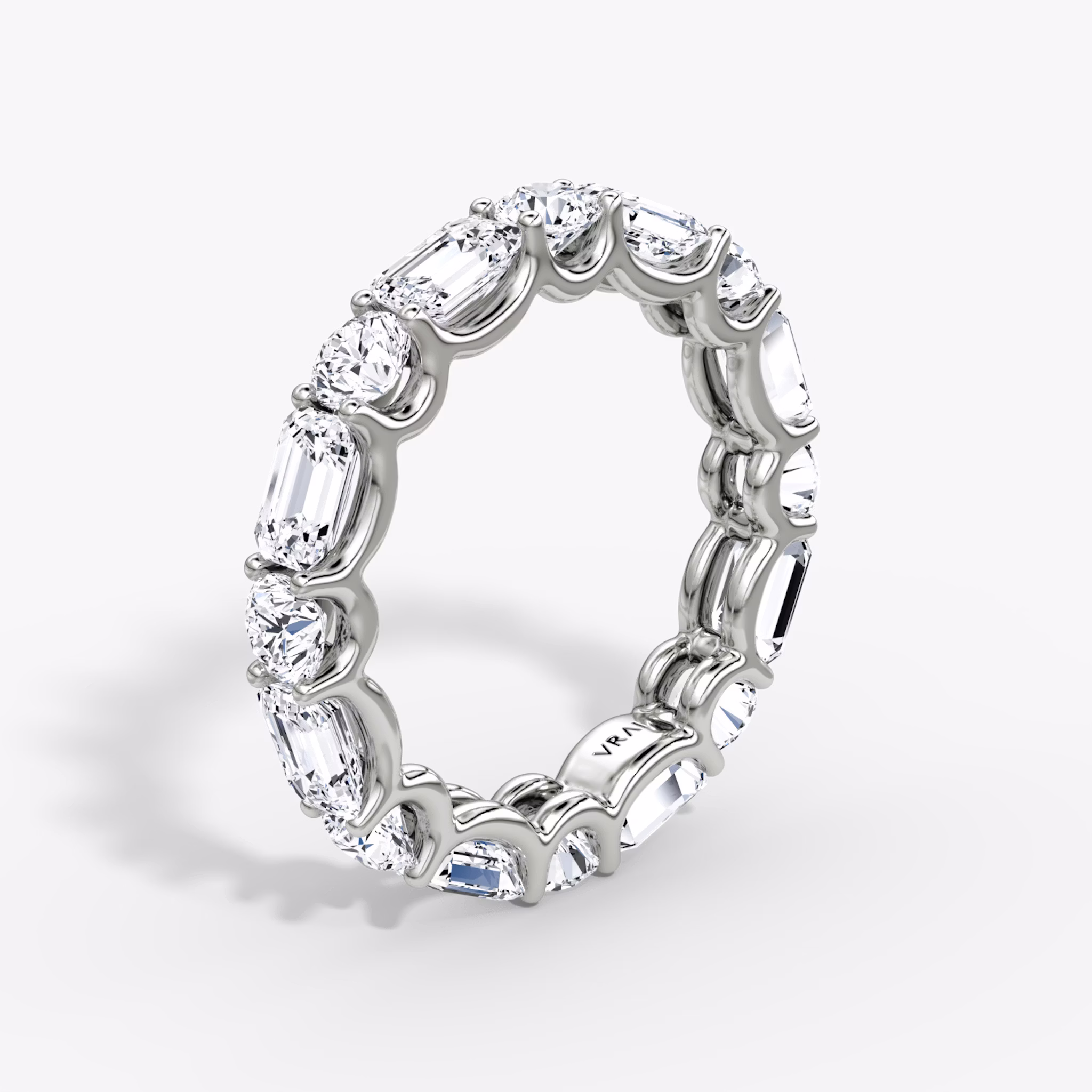 The Alternating Shapes Eternity Band | Round Brilliant and Emerald | 18k | White Gold