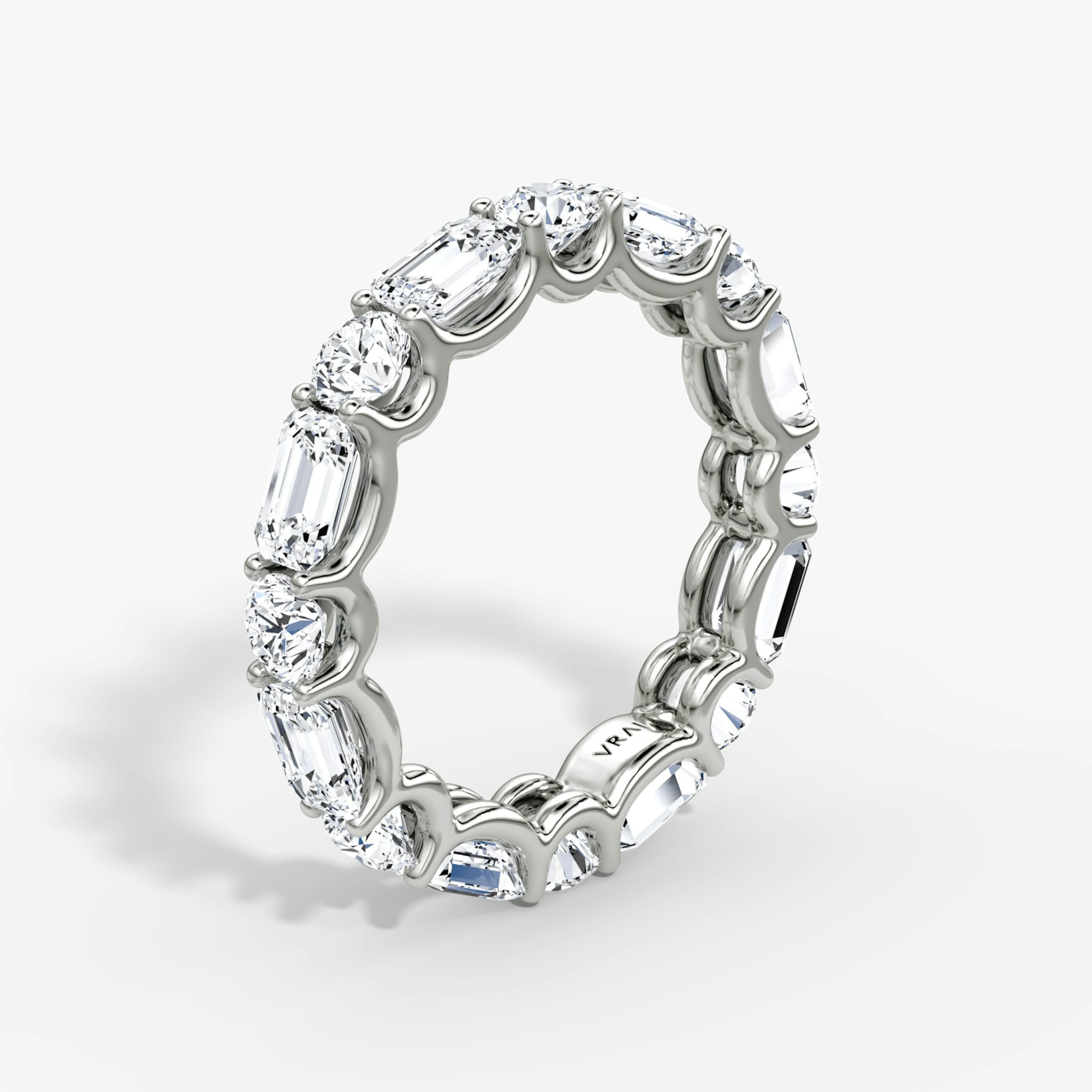 The Alternating Shapes Eternity Band | Round Brilliant and Emerald | 18k | White Gold