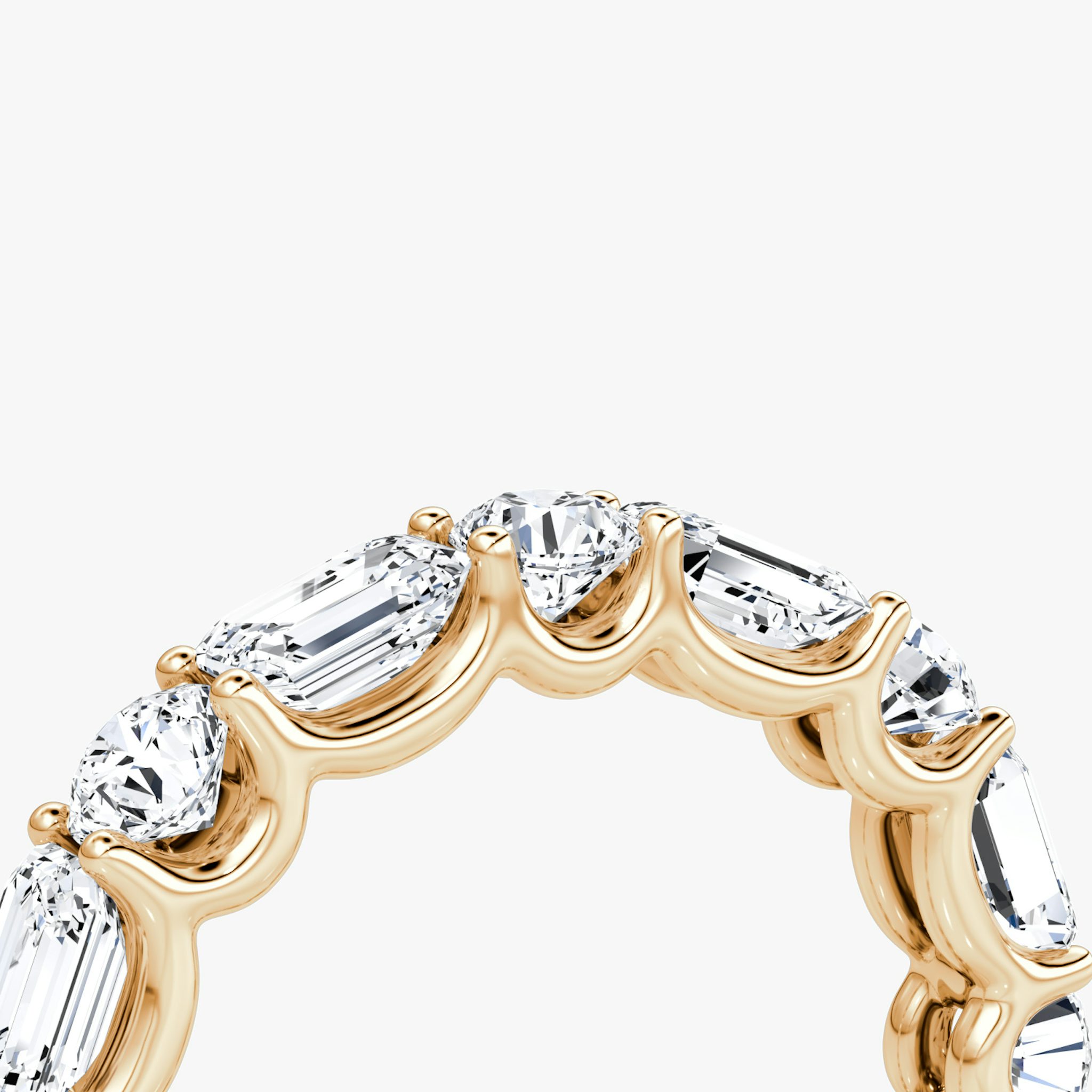Alternating Shapes Eternity Ring | Rund und Emerald | 14k | Roségold
