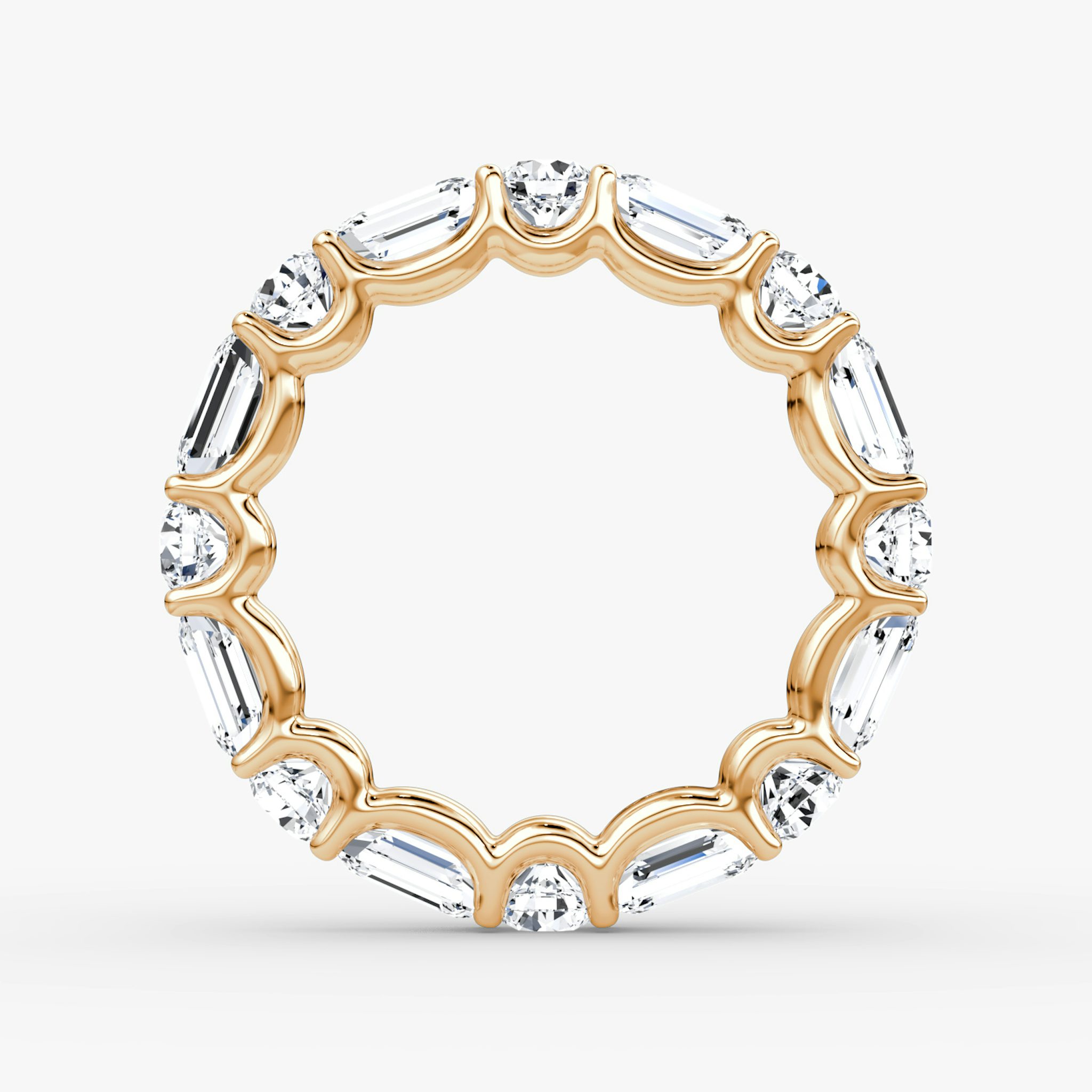 Alternating Shapes Eternity Ring | Rund und Emerald | 14k | Roségold