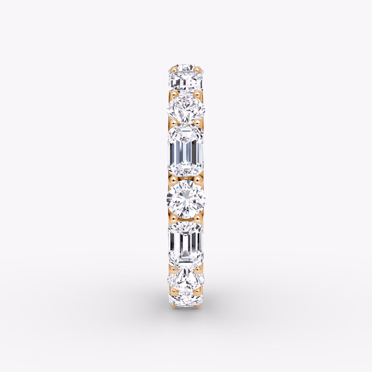 The Alternating Shapes Eternity Band | Round Brilliant and Emerald | 14k | Rose Gold