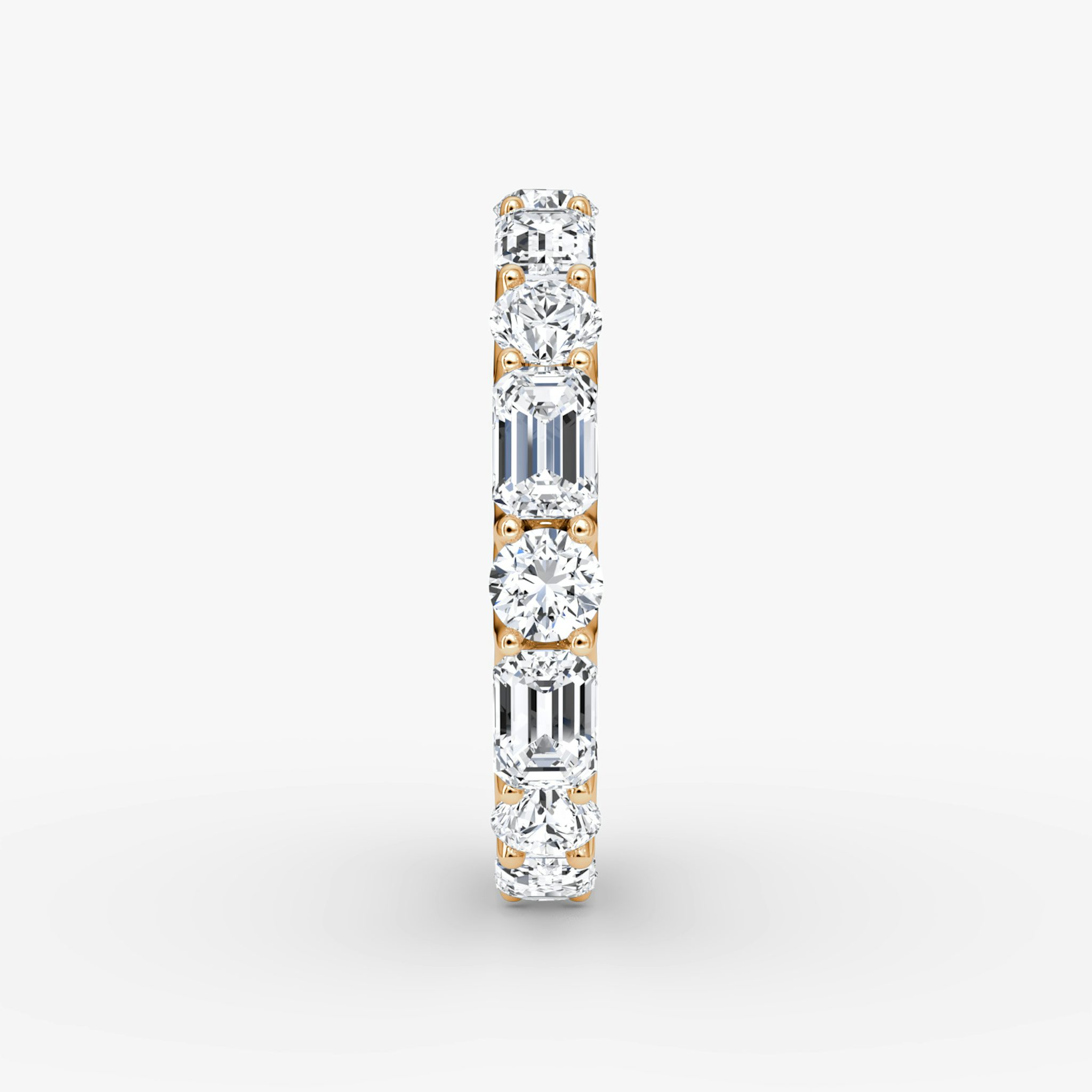 Alternating Shapes Eternity Ring | Rund und Emerald | 14k | Roségold