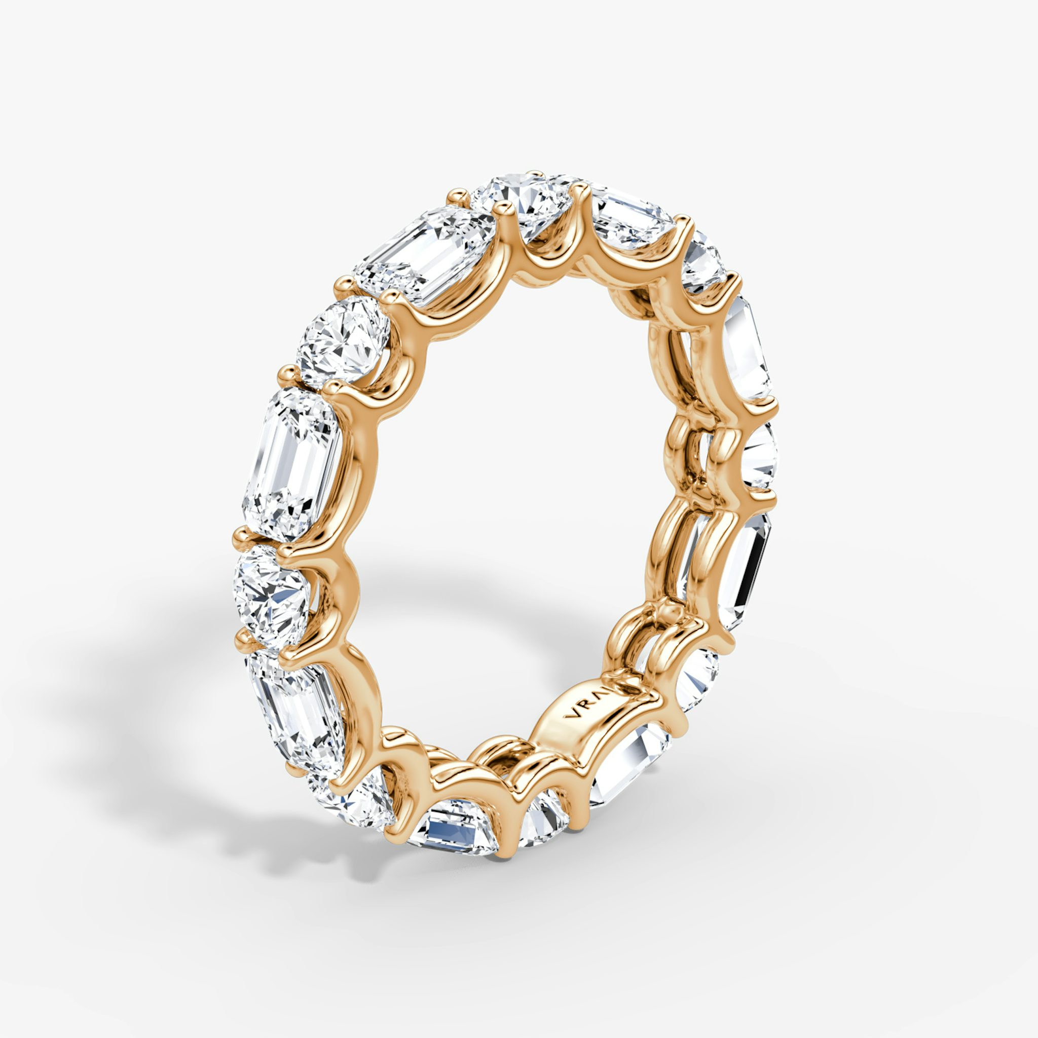 Alternating Shapes Eternity Ring | Rund und Emerald | 14k | Roségold