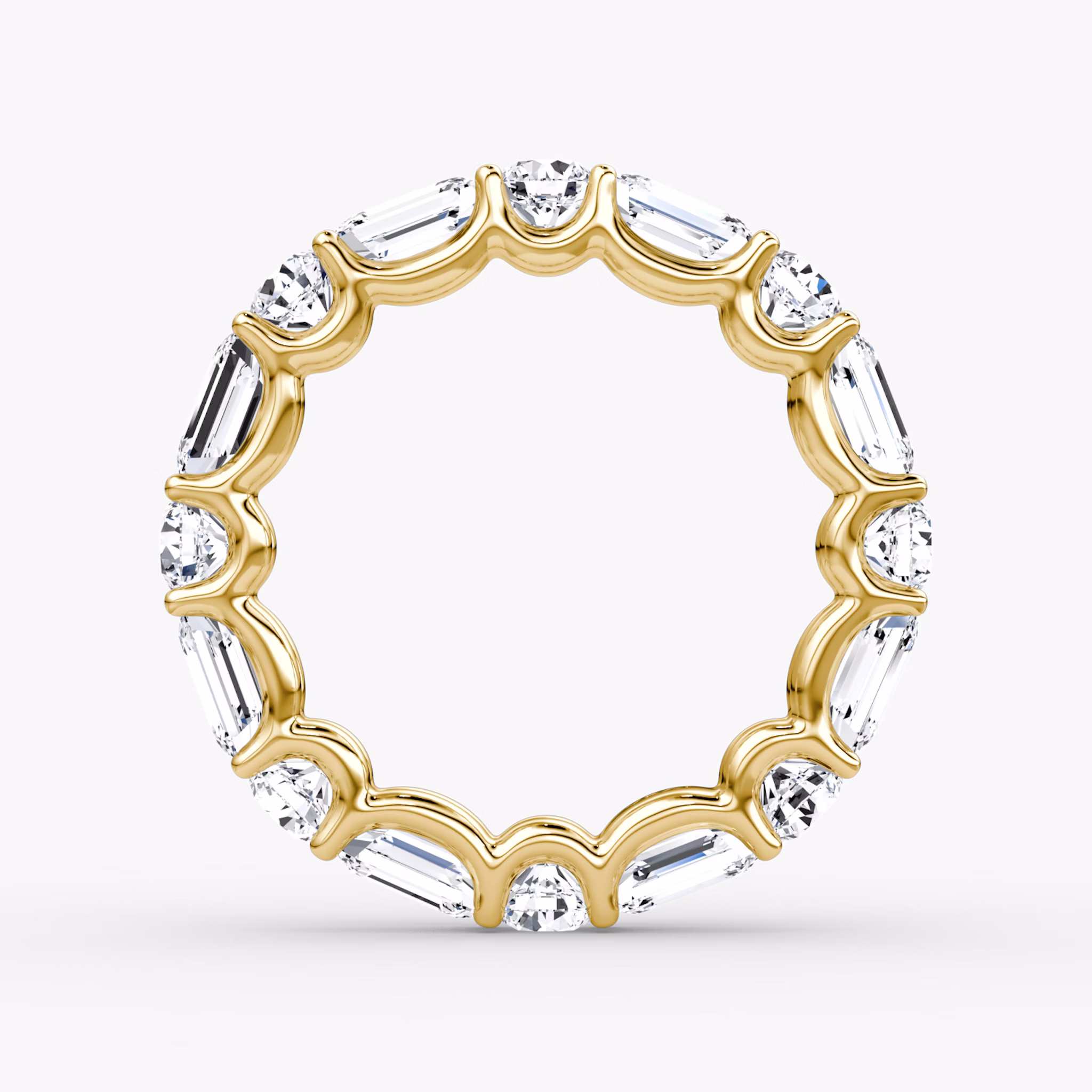 Alternating Shapes Eternity Ring | Rund und Emerald | 18k | Gelbgold