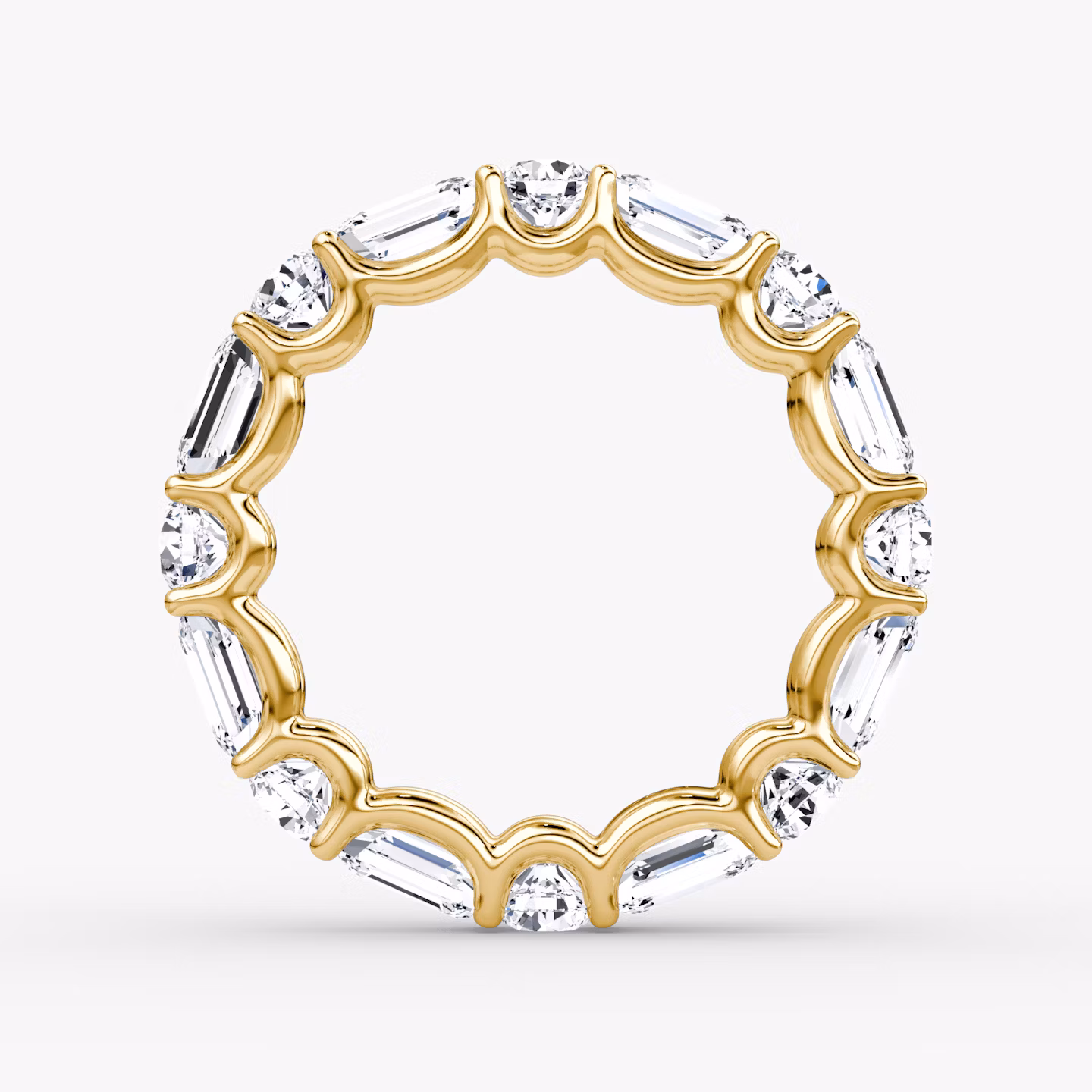 The Alternating Shapes Eternity Band | Round Brilliant and Emerald | 18k | Yellow Gold