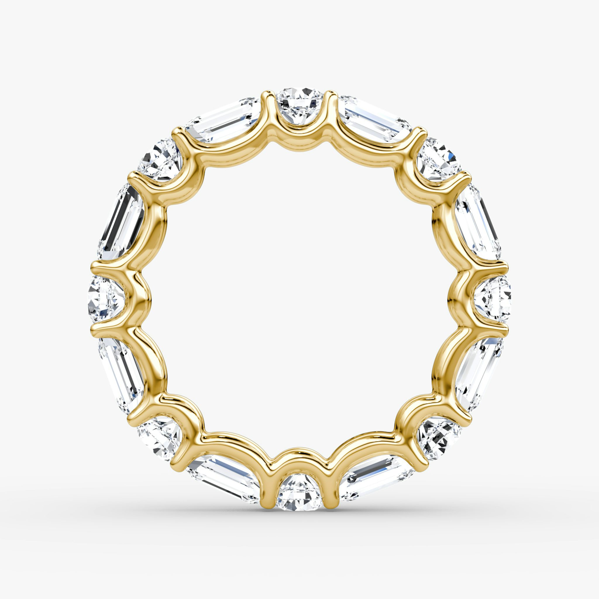 Alternating Shapes Eternity Ring | Rund und Emerald | 18k | Gelbgold