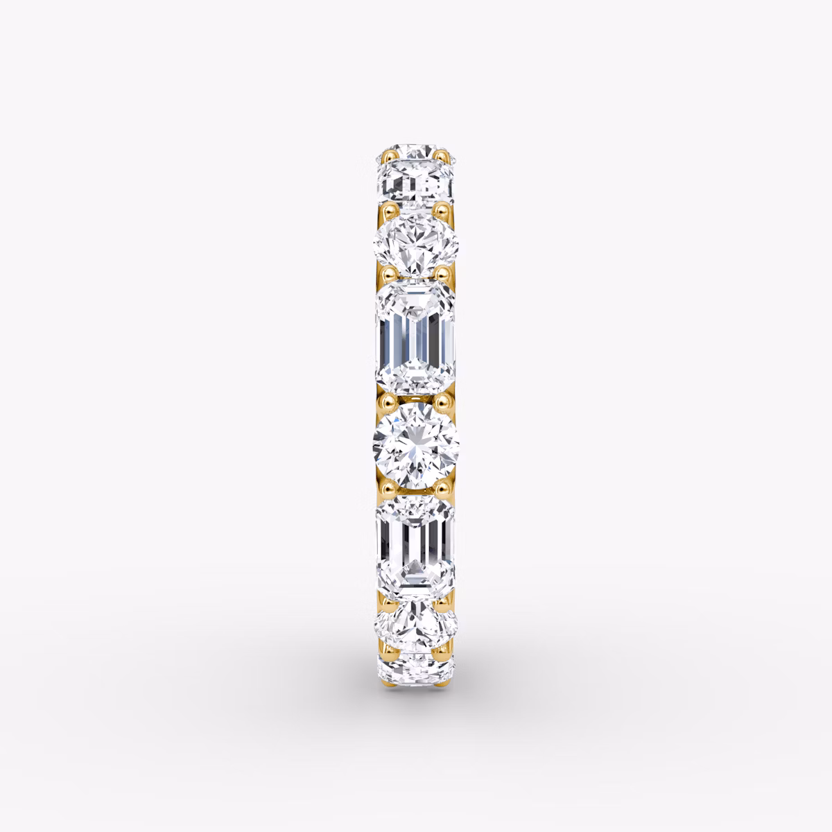 Alternating Shapes Eternity Ring | Rund und Emerald | 18k | Gelbgold