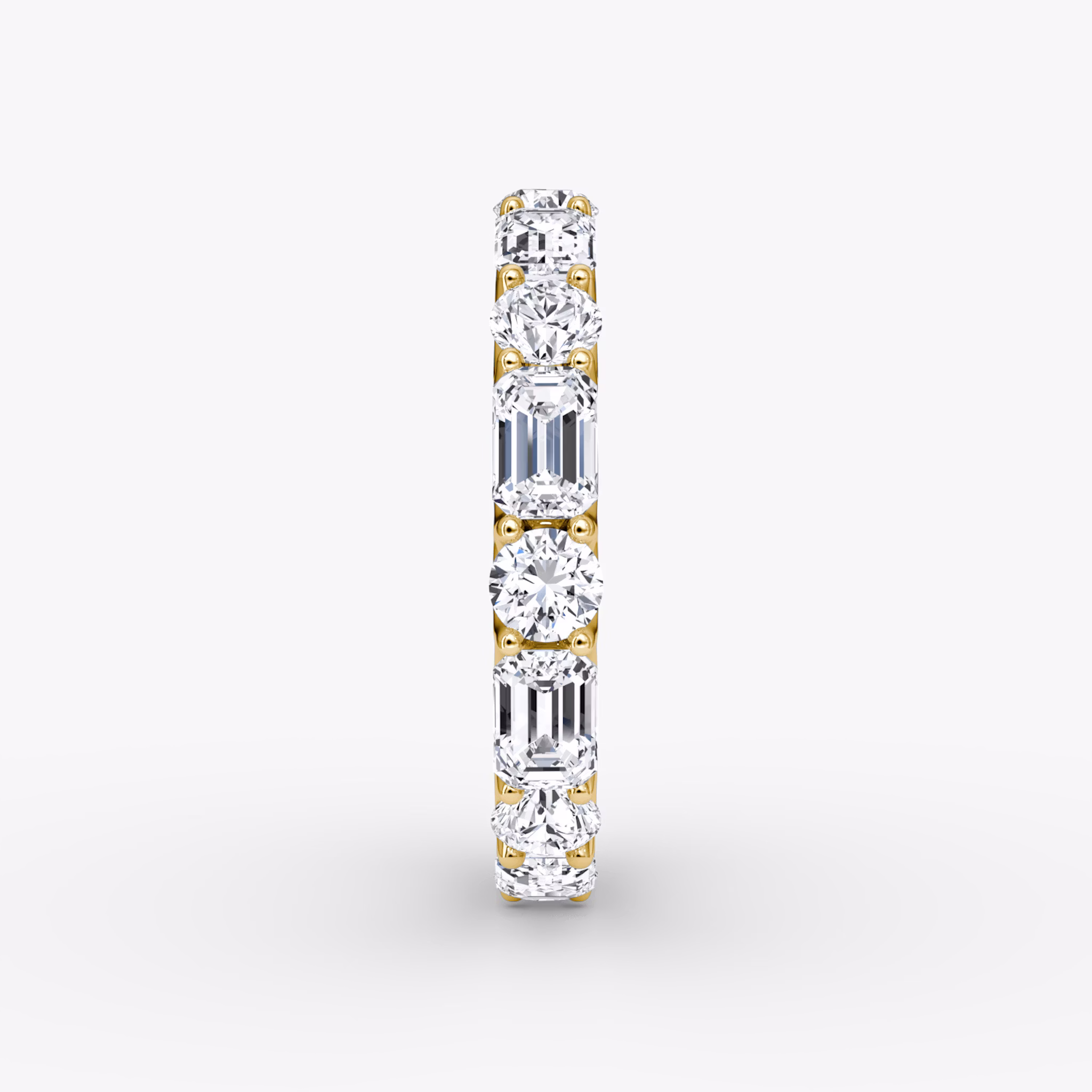 Alternating Shapes Eternity Ring | Rund und Emerald | 18k | Gelbgold