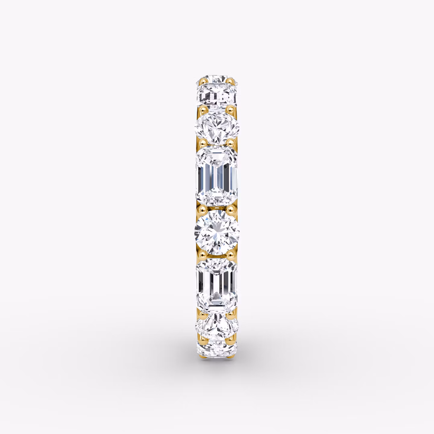 The Alternating Shapes Eternity Band | Round Brilliant and Emerald | 18k | Yellow Gold