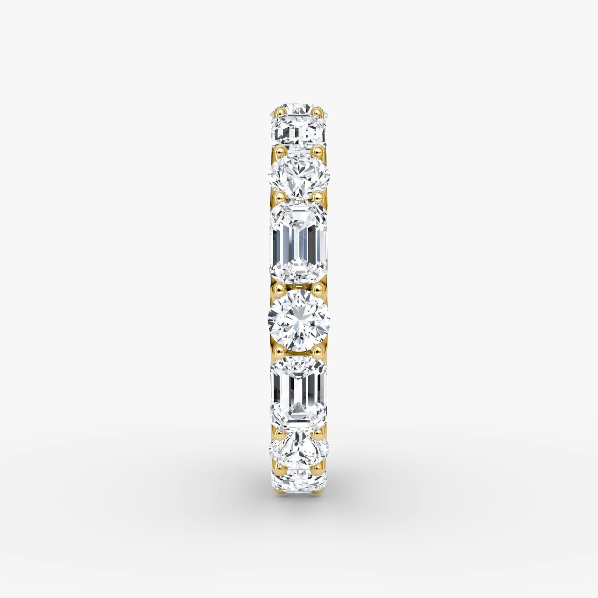 Alternating Shapes Eternity Ring | Rund und Emerald | 18k | Gelbgold